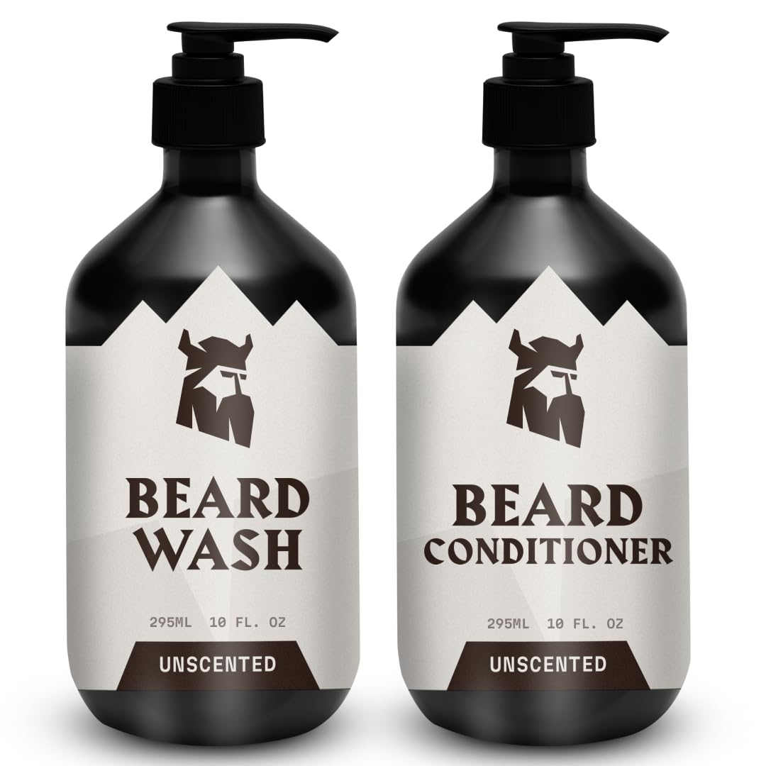 Le lavage barbe inodore Striking Viking en bouteille offre un nettoyage en profondeur sans parfum.