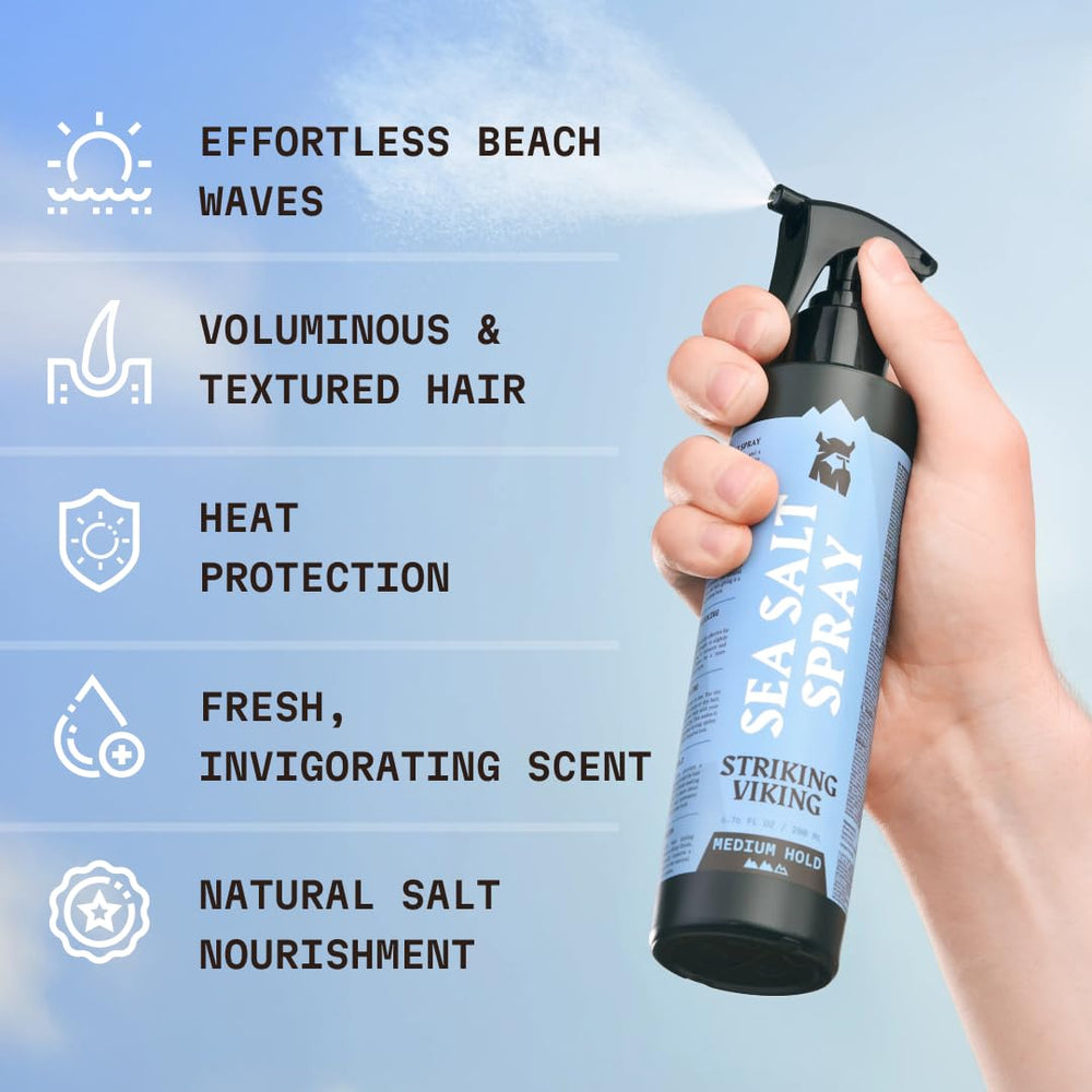 Parfum océan bleu Striking Viking, rafraîchit la coiffure toute la journée.
