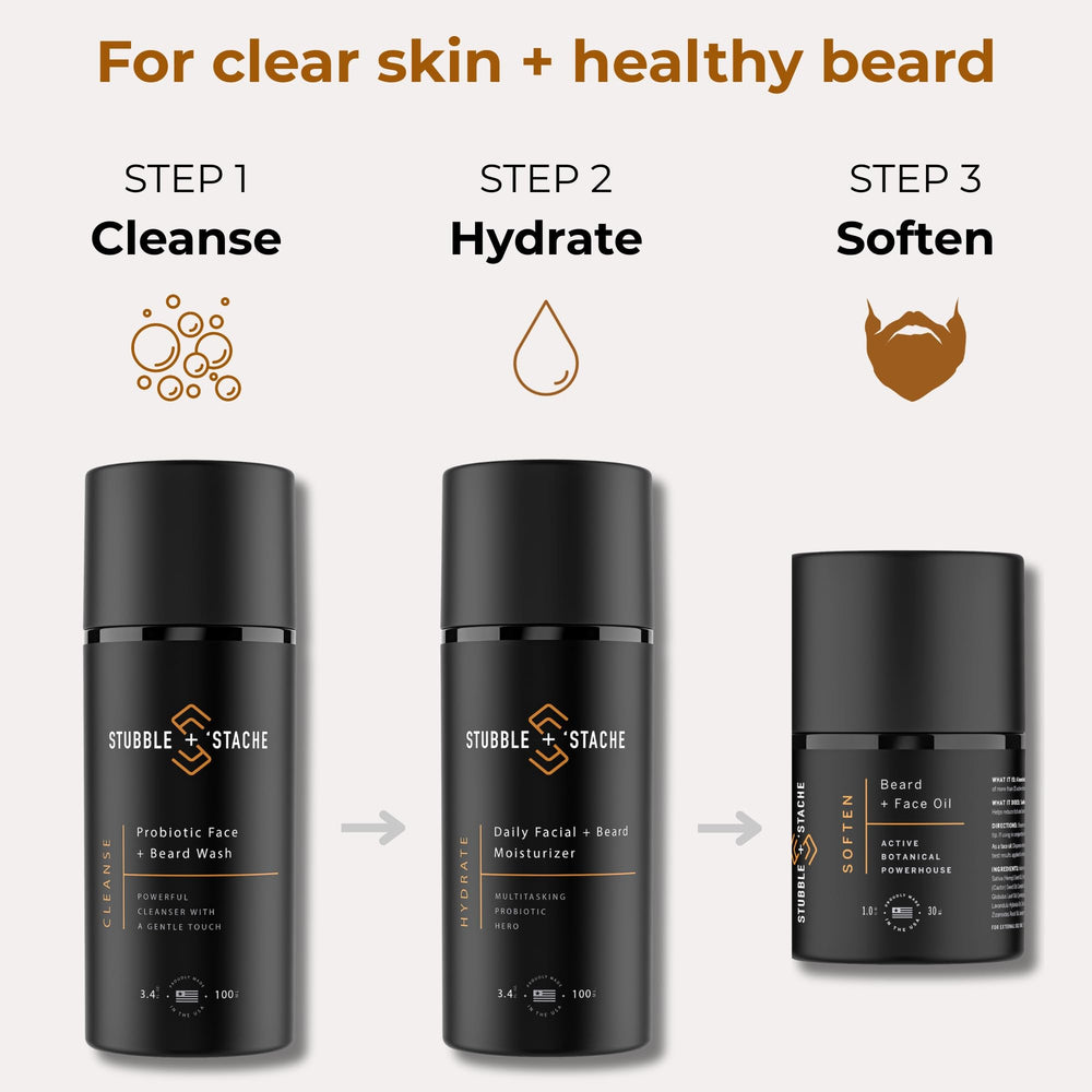 Stubble & Stache – apaisement des irritations barbe et confort.