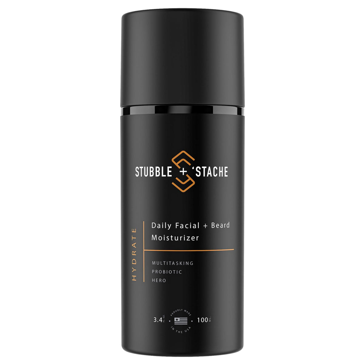 Stubble & Stache – bouteille crème visage et barbe, hydratation durable.