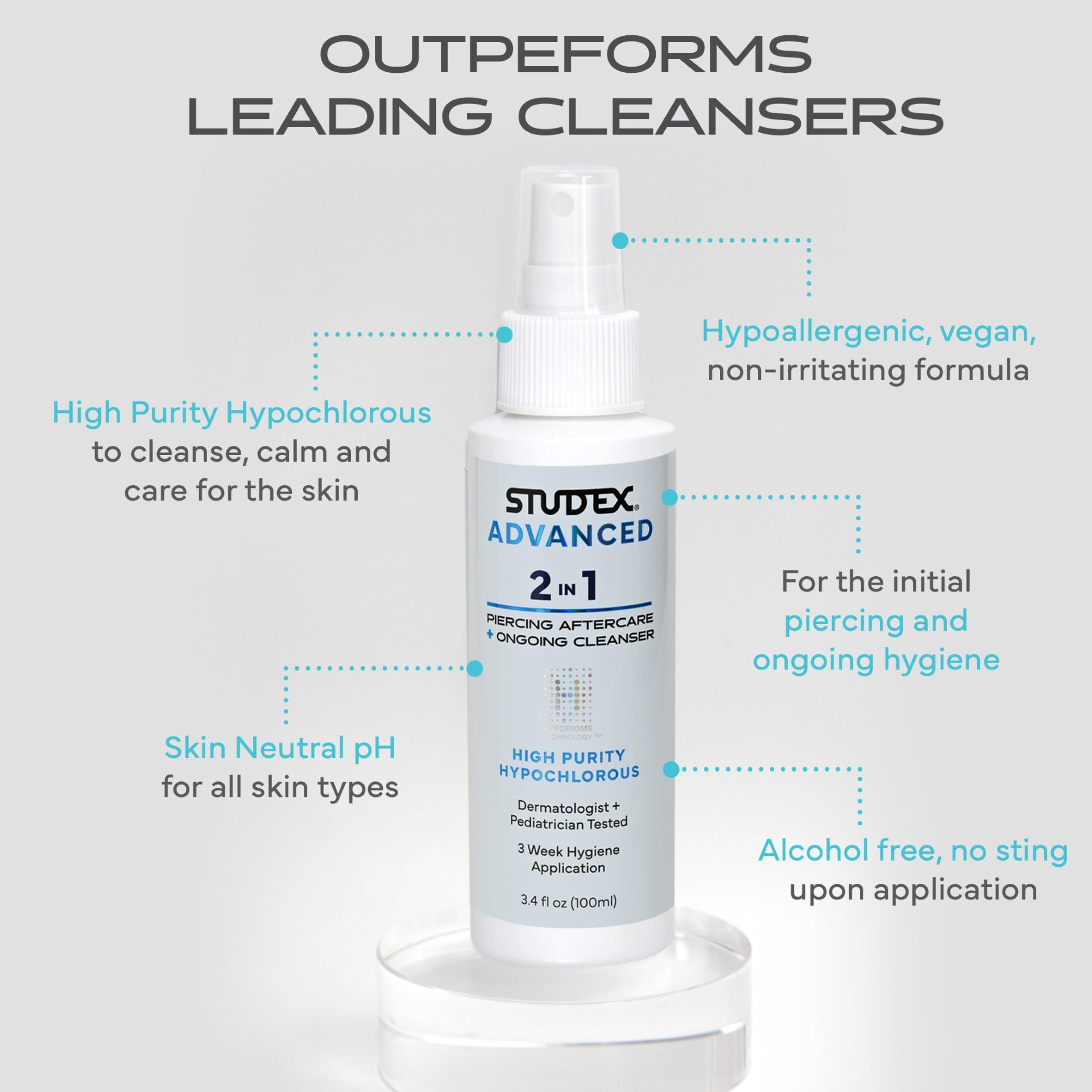 Hypochloreux Studex, action apaisante et anti-irritation pour piercing