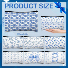 Design vintage bleu par Stuffygreenus avec nœud floral, style élégant pour les déplacements.