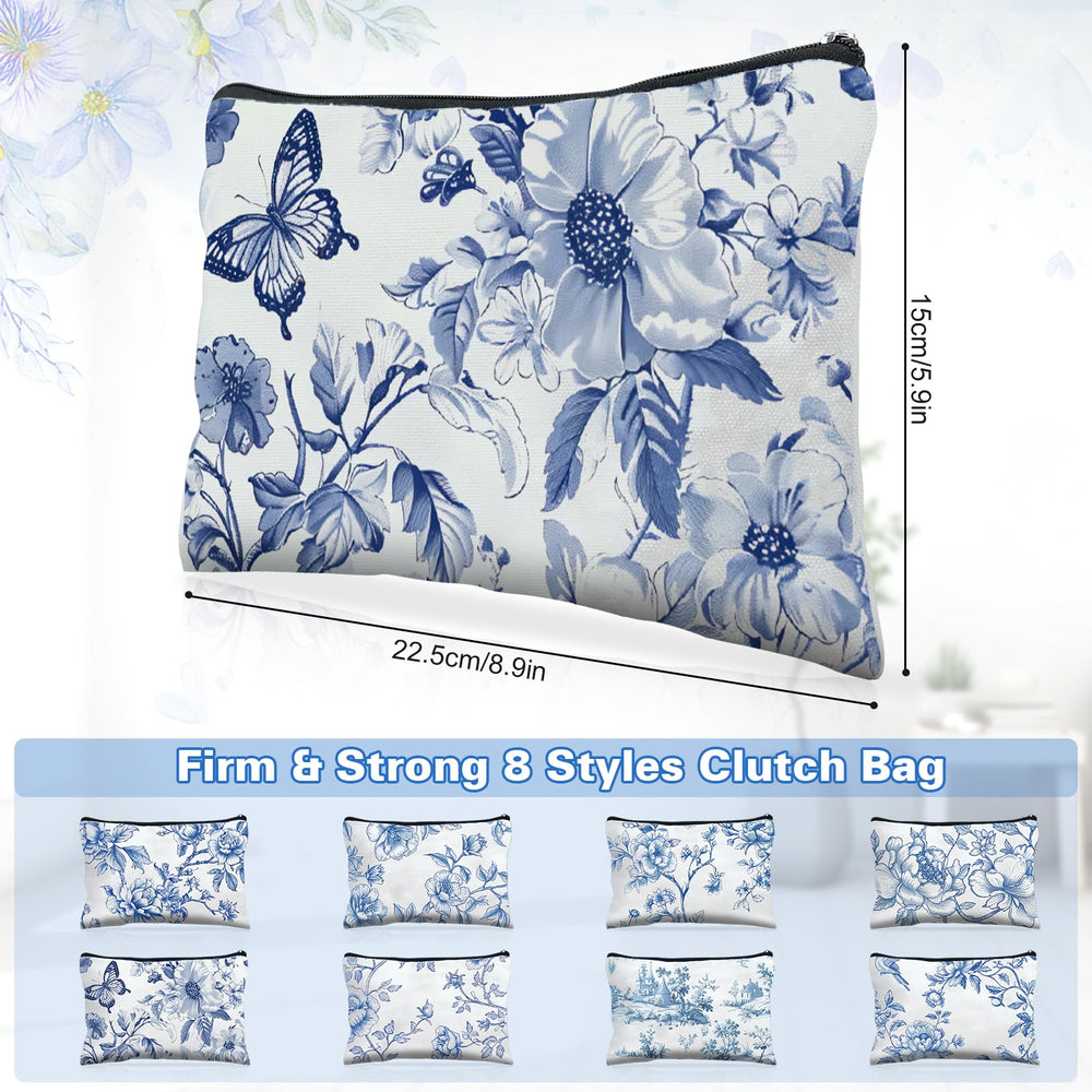 Pochette beaute Stuffygreenus coton bleu fleuri, organisation idéale lors des déplacements