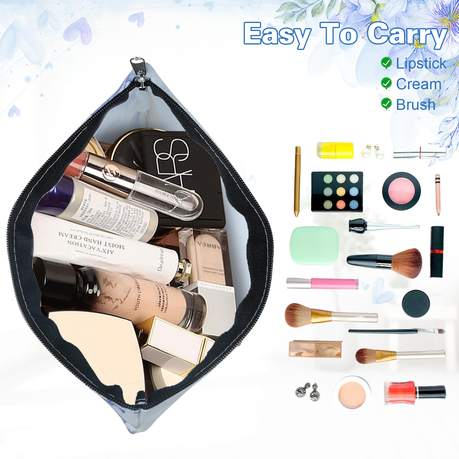 Sac voyage Stuffygreenus cosmétiques bleu chinoiserie, pratique pour transporter vos articles beauté