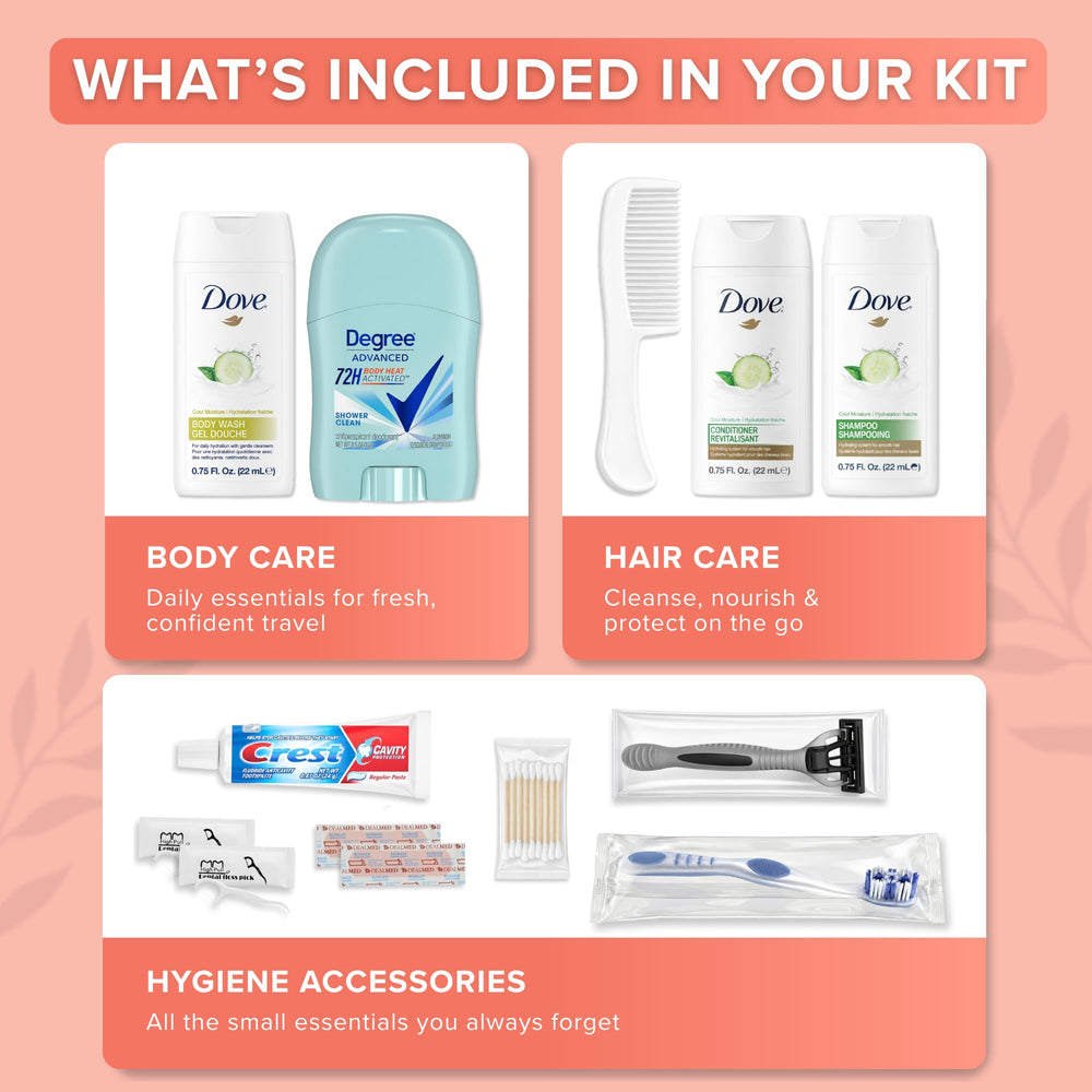 Hygiene féminine complète en 12 articles prêt pour déplacements.