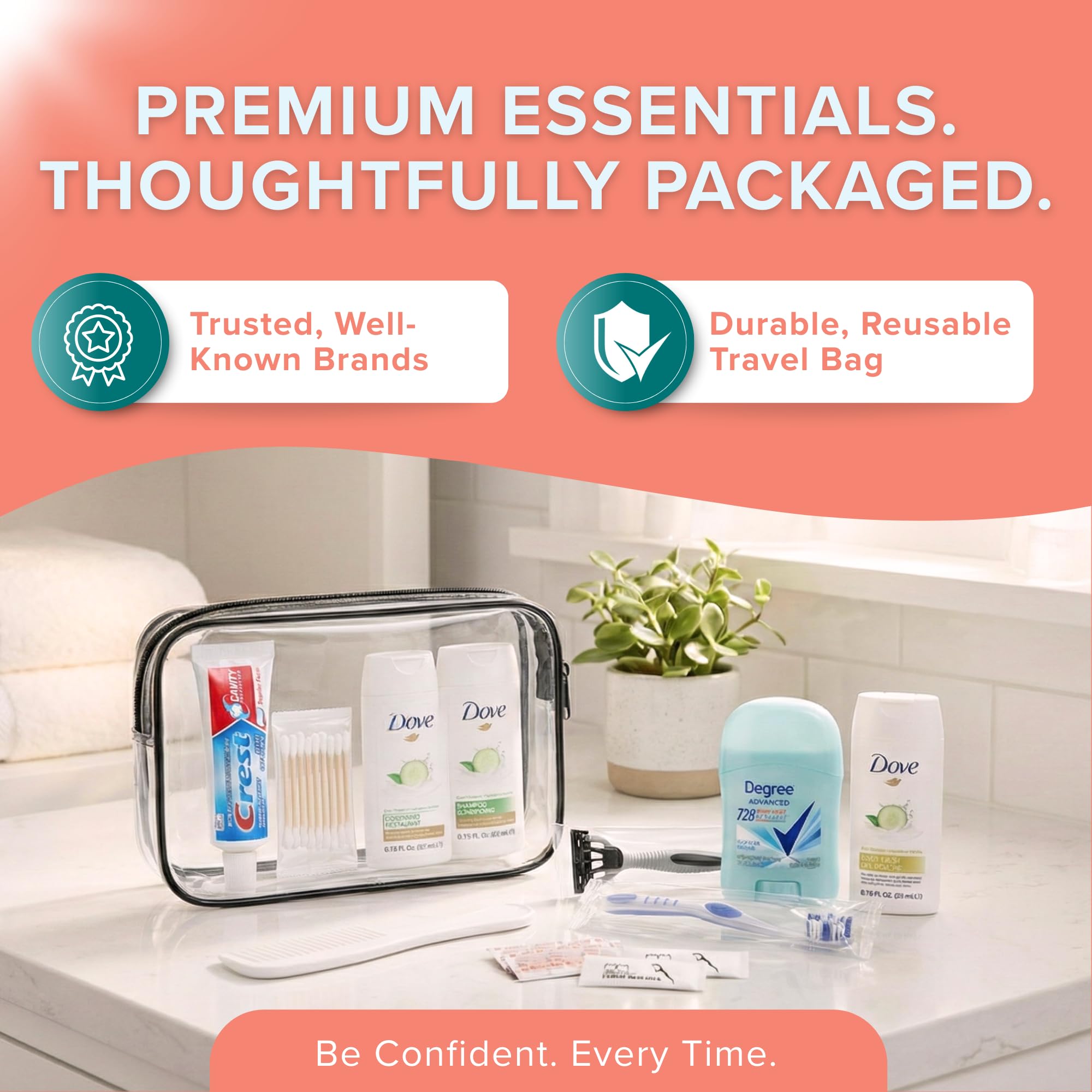 Sac cosmétique clair et léger organisant rapidement les essentiels.