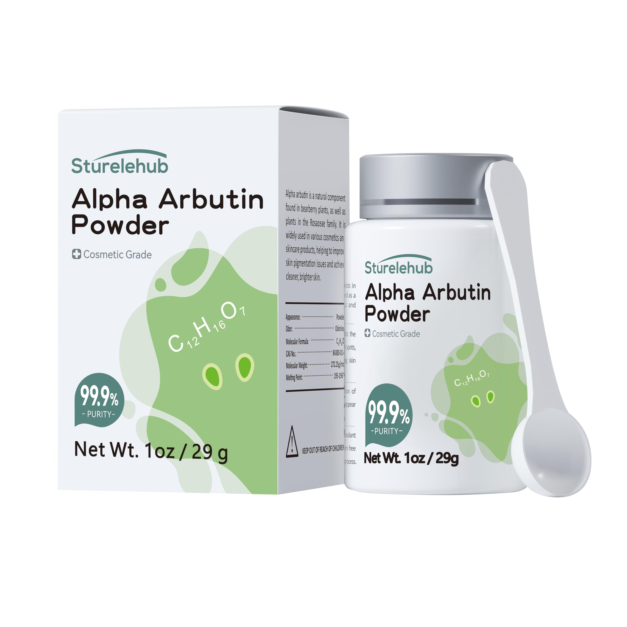 Sturelehub Alpha Arbutin Poudre dans emballage prêt pour soins maison