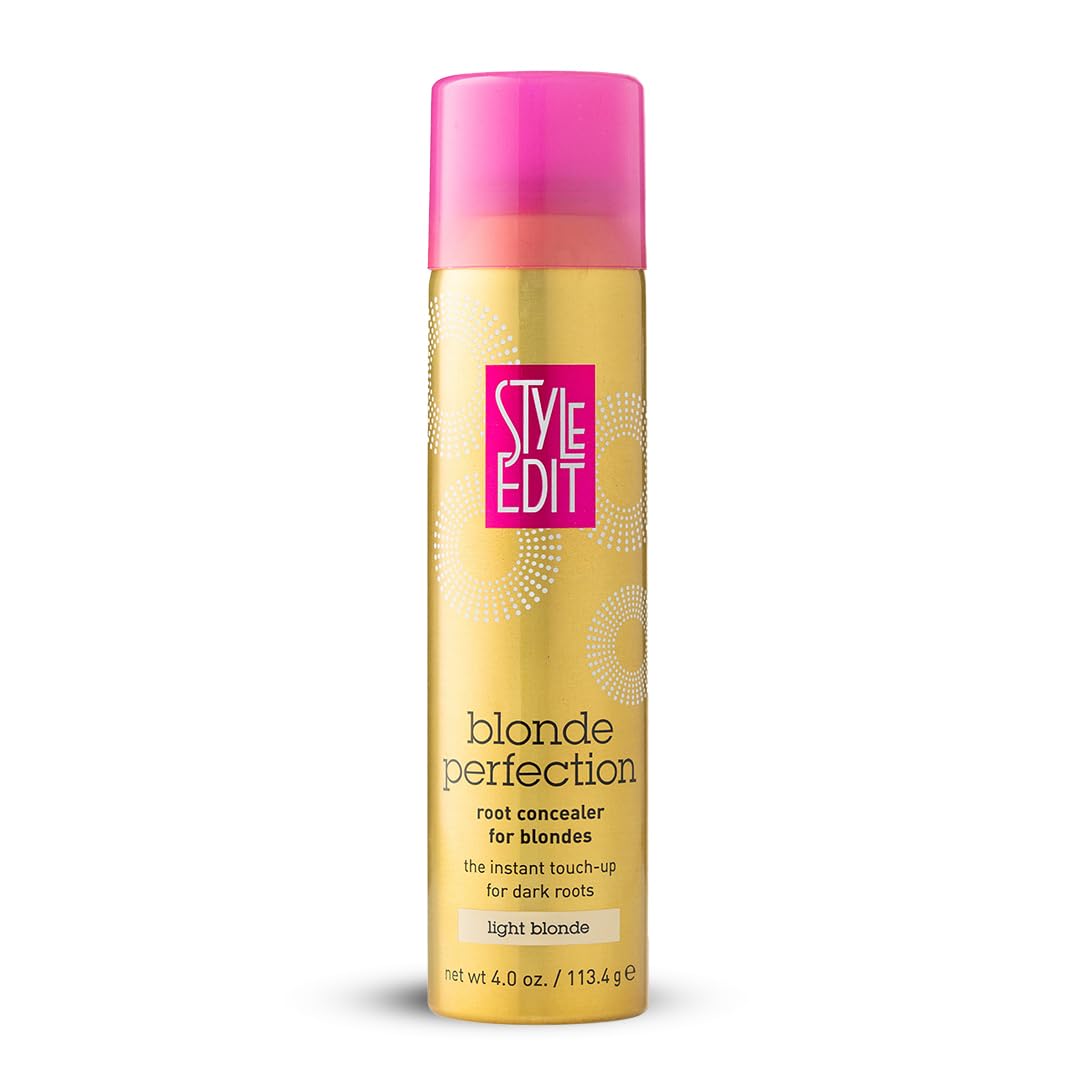 STYLE EDIT Light Blonde Root Concealer Spray: couverture rapide des racines gris sans résidu collant.
