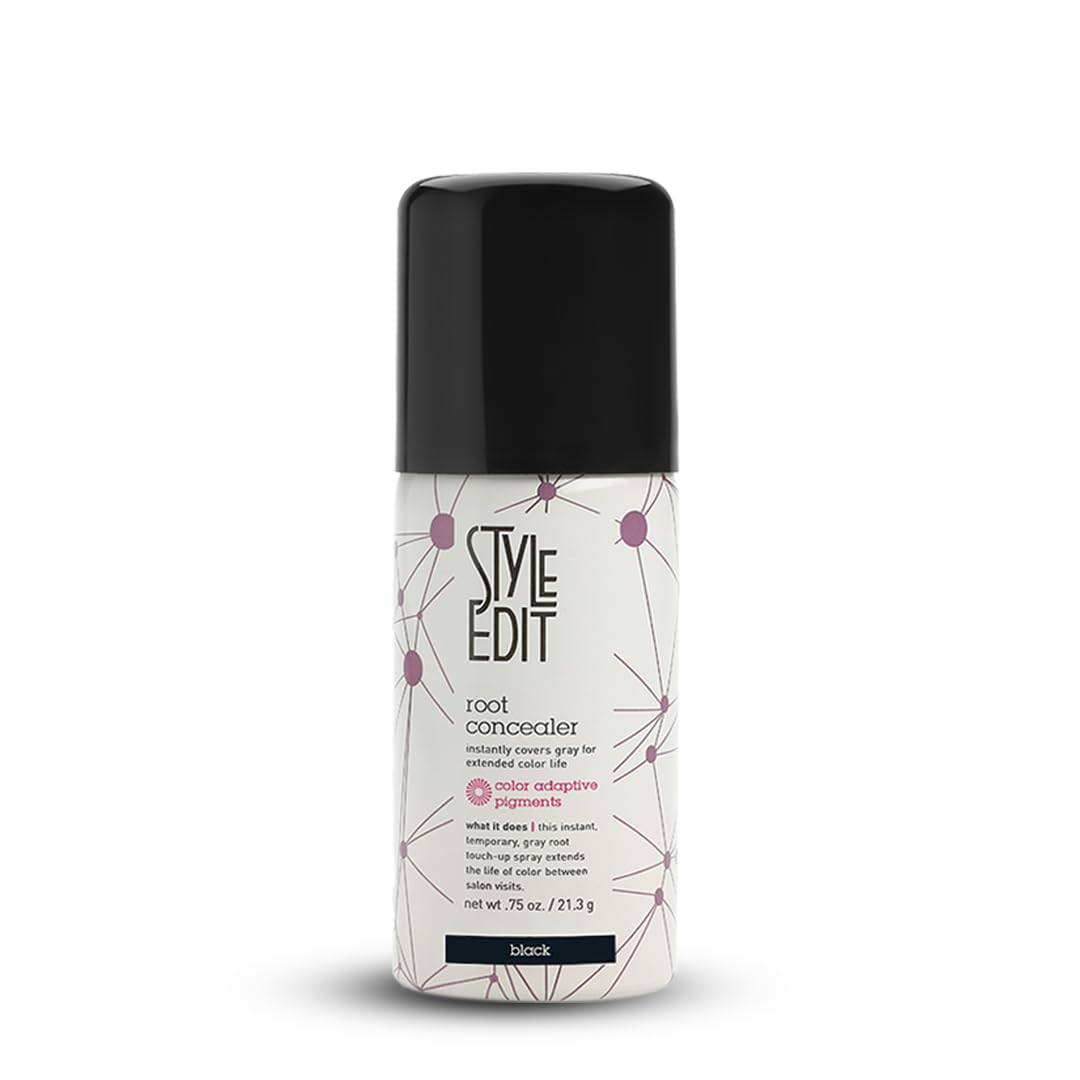 Style Edit Spray retouche des racines montre une couverture rapide des racines pour un look soigné.