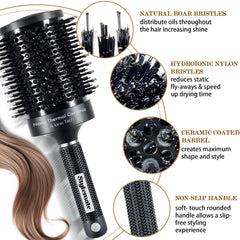 STYLEMATE brosse ronde avec poils de sanglier et nylon pour brillance naturelle.