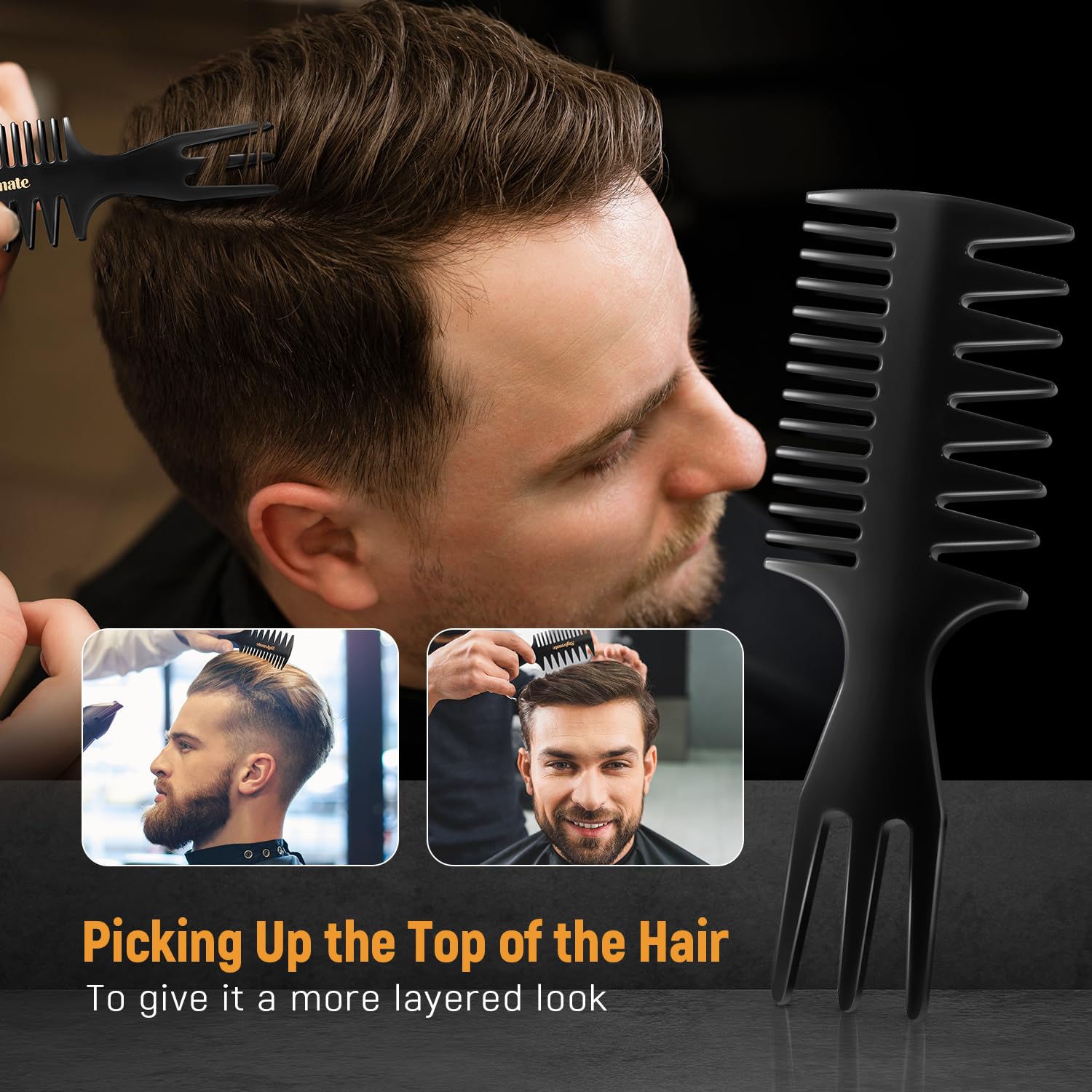 STYLEMATE peigne dents larges homme, démêle sans casse et protège le cuir chevelu.