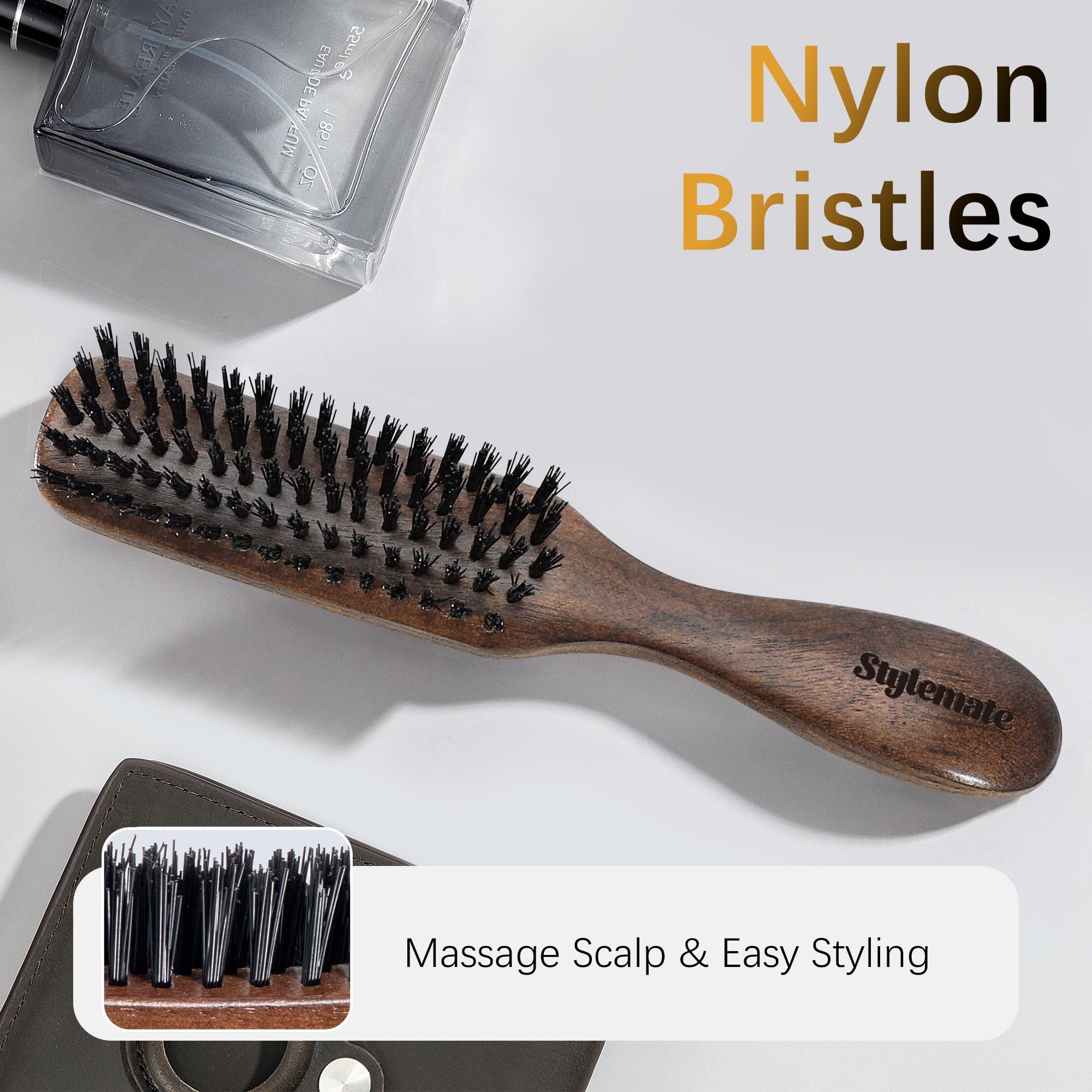 StyleMATE poignee noix bois ergonomique offre une prise en main confortable lors du coiffage.