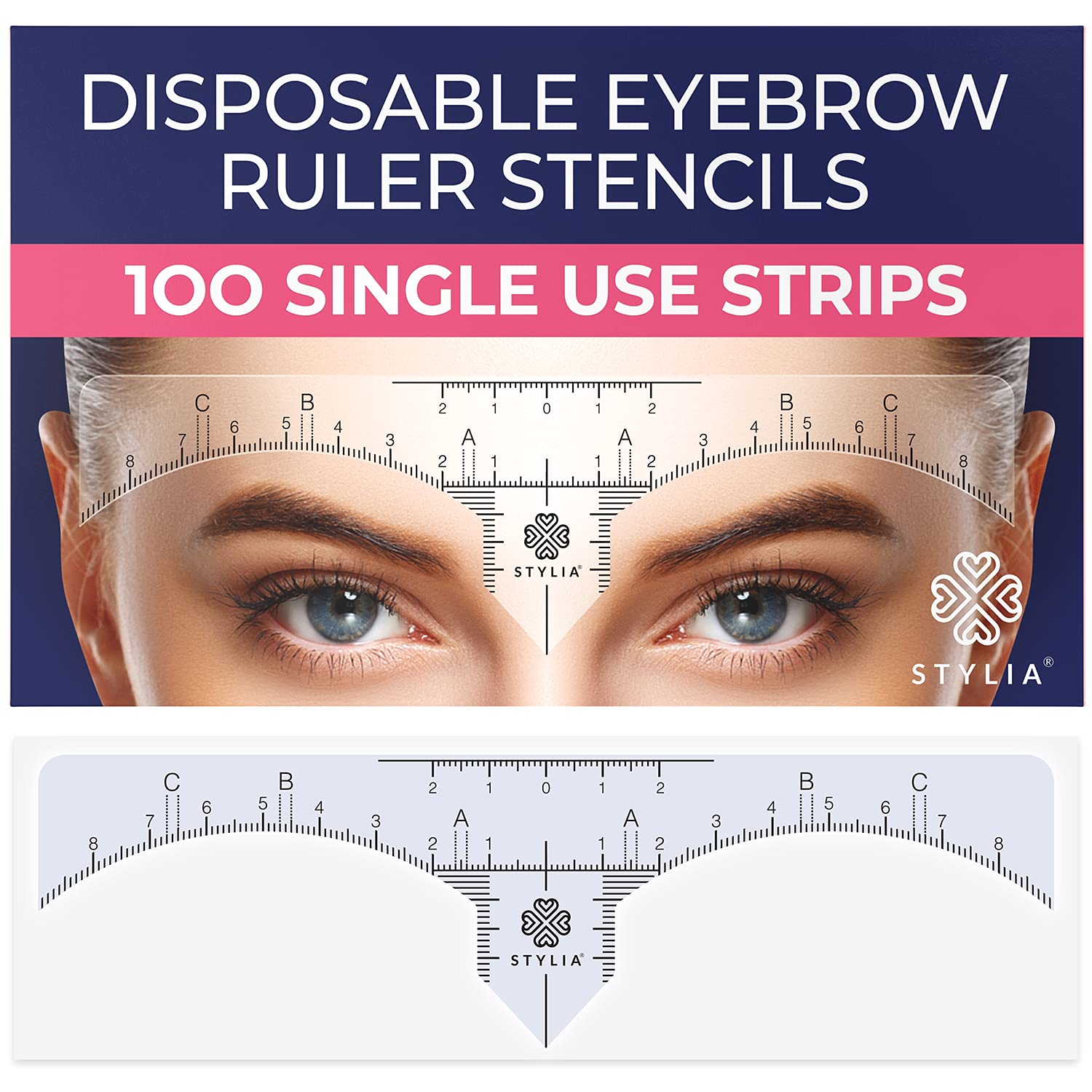 Stylia pochoirs sourcils pack-100 pour des formes équilibrées et un tracé précis.
