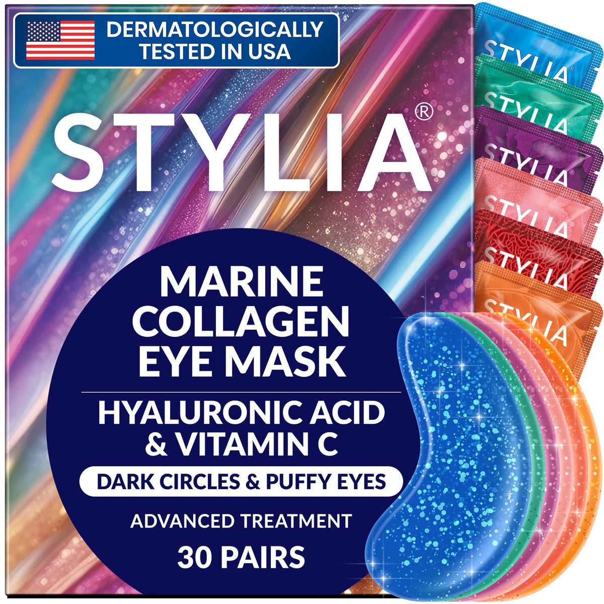 Patchs Stylia sous les yeux au collagène et vitamine C, rafraîchissent le regard.