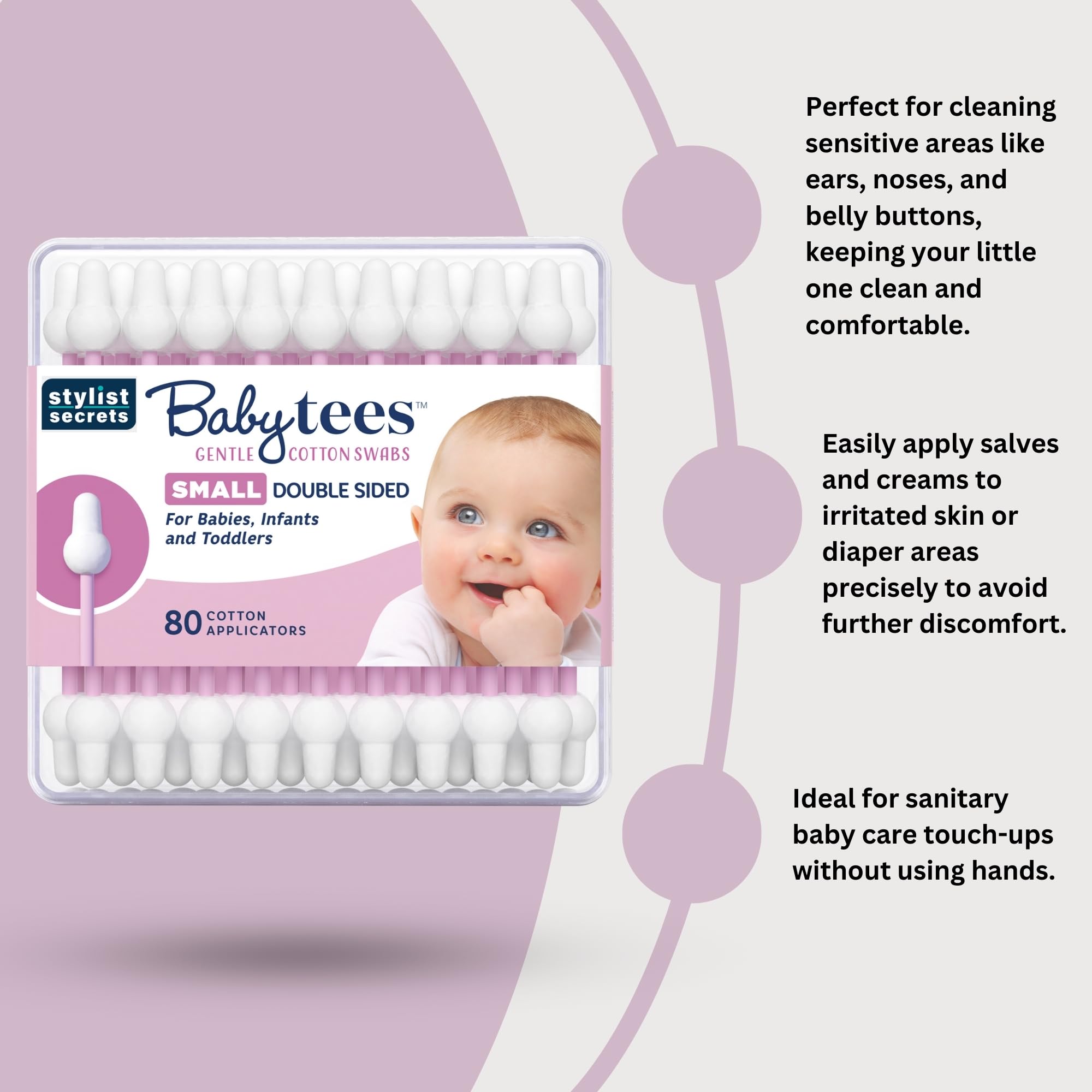 Stylist Secrets Classic Baby Tees embouts conçus pour bébés et petites oreilles sensibles.