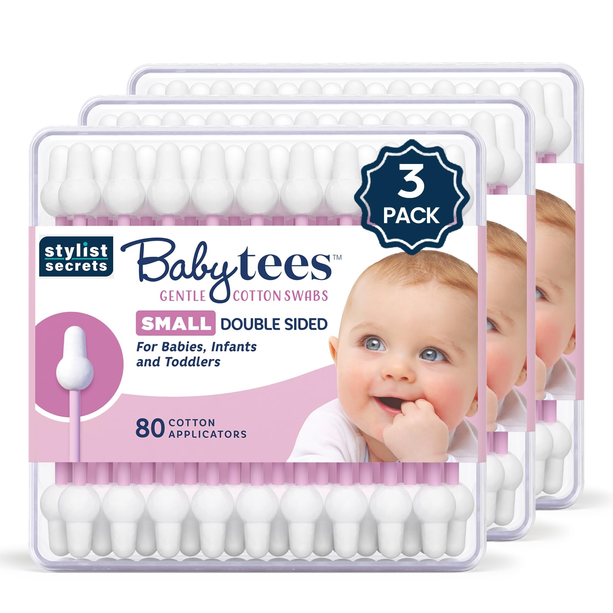 Stylist Secrets Classic Baby Tees embouts pointe double pour un nettoyage doux des petites oreilles.