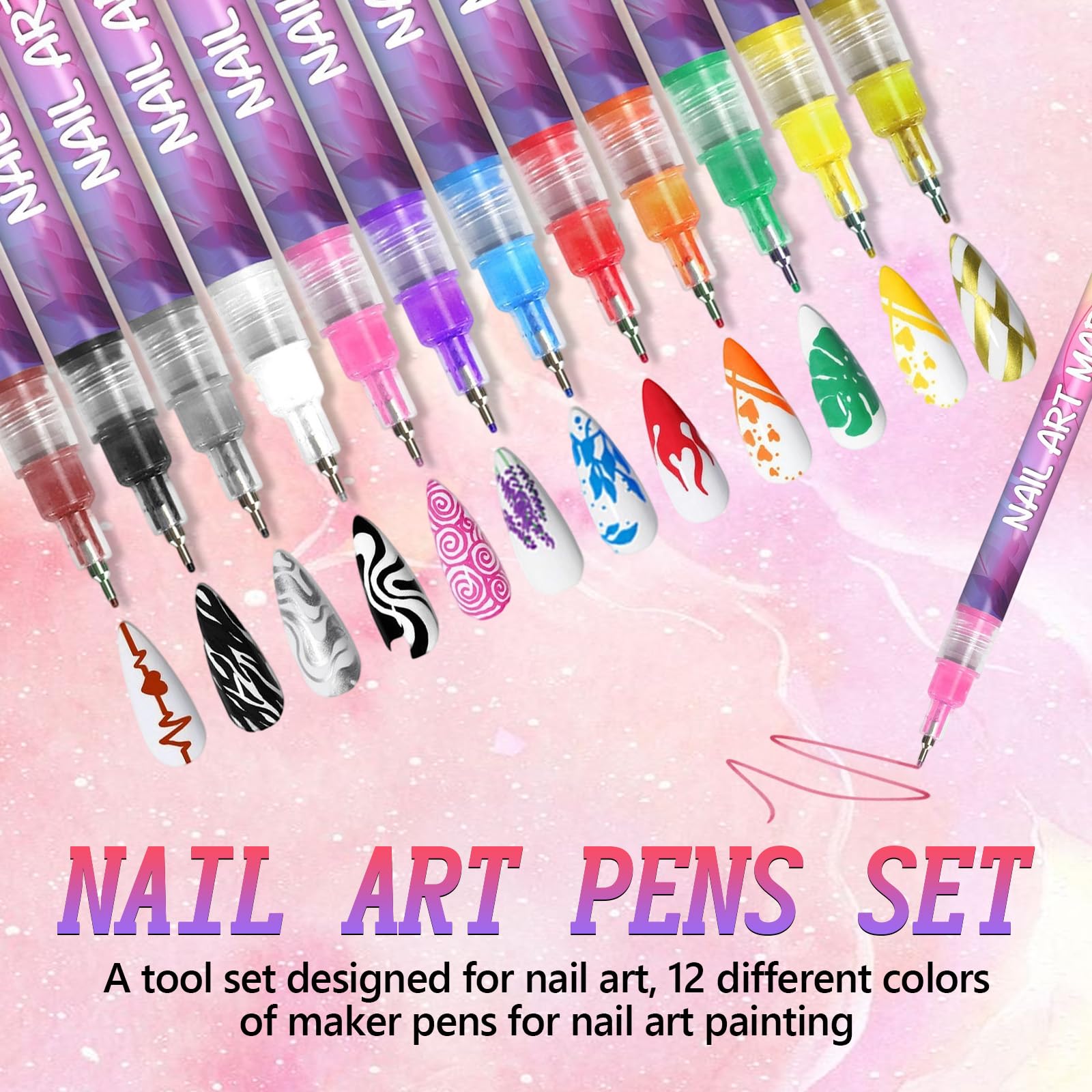 Stylo art des ongles: graffiti pour motifs délicats et designs créatifs.