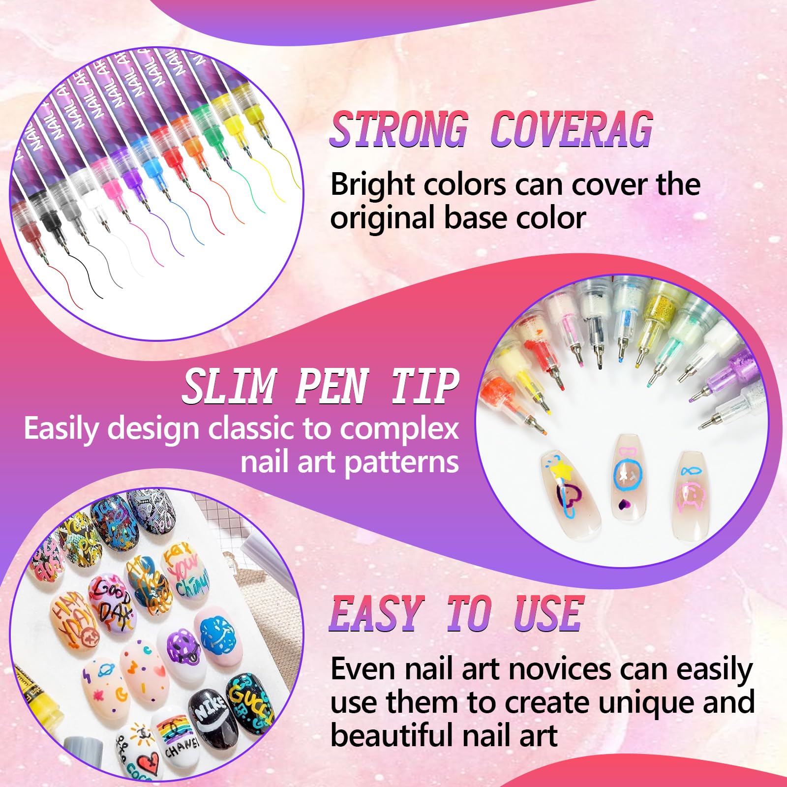 Stylo art des ongles: outil pratique pour motifs 3D délicats.
