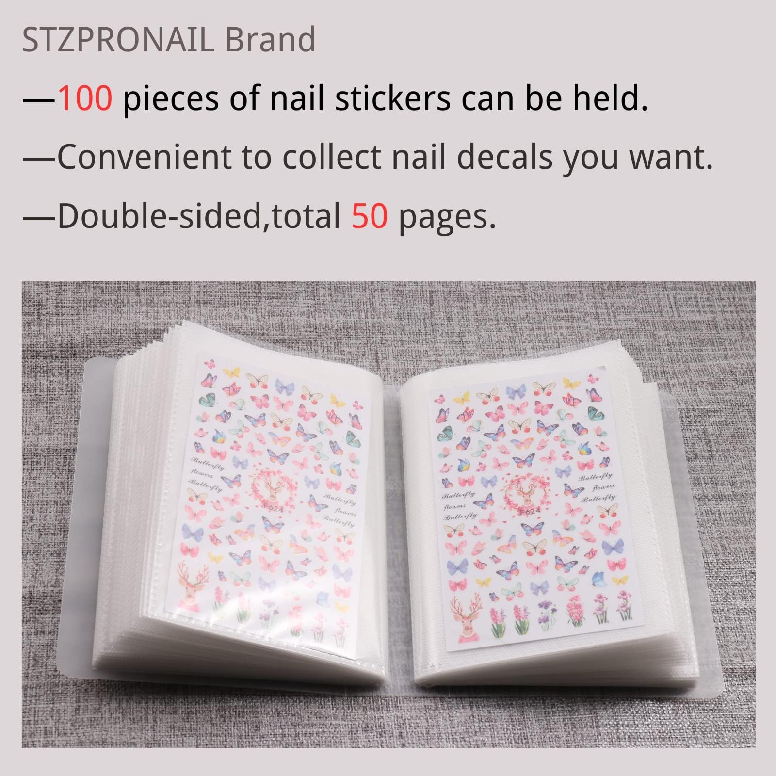 STZPRONAIL espaces transparents affichant clairement les stickers