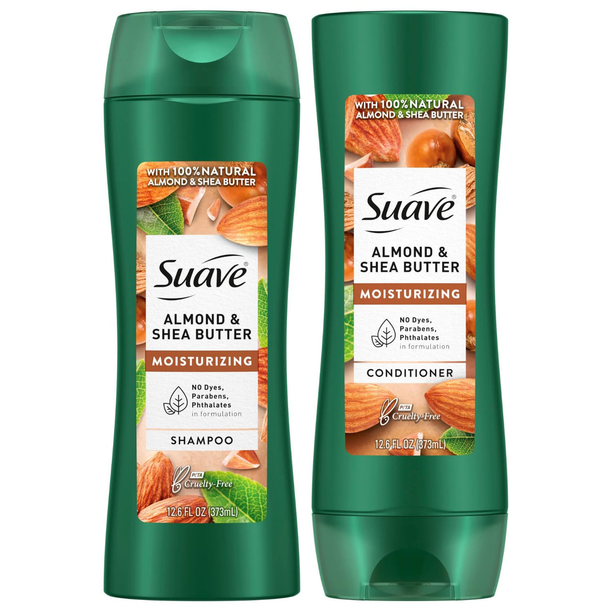Shampoing Suave amande et karité — bouteille, hydratation douce pour cheveux secs.