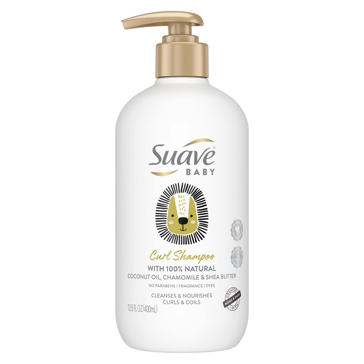 Shampooing Suave Baby Curl en bouteille, douceur pour le cuir chevelu sensible.