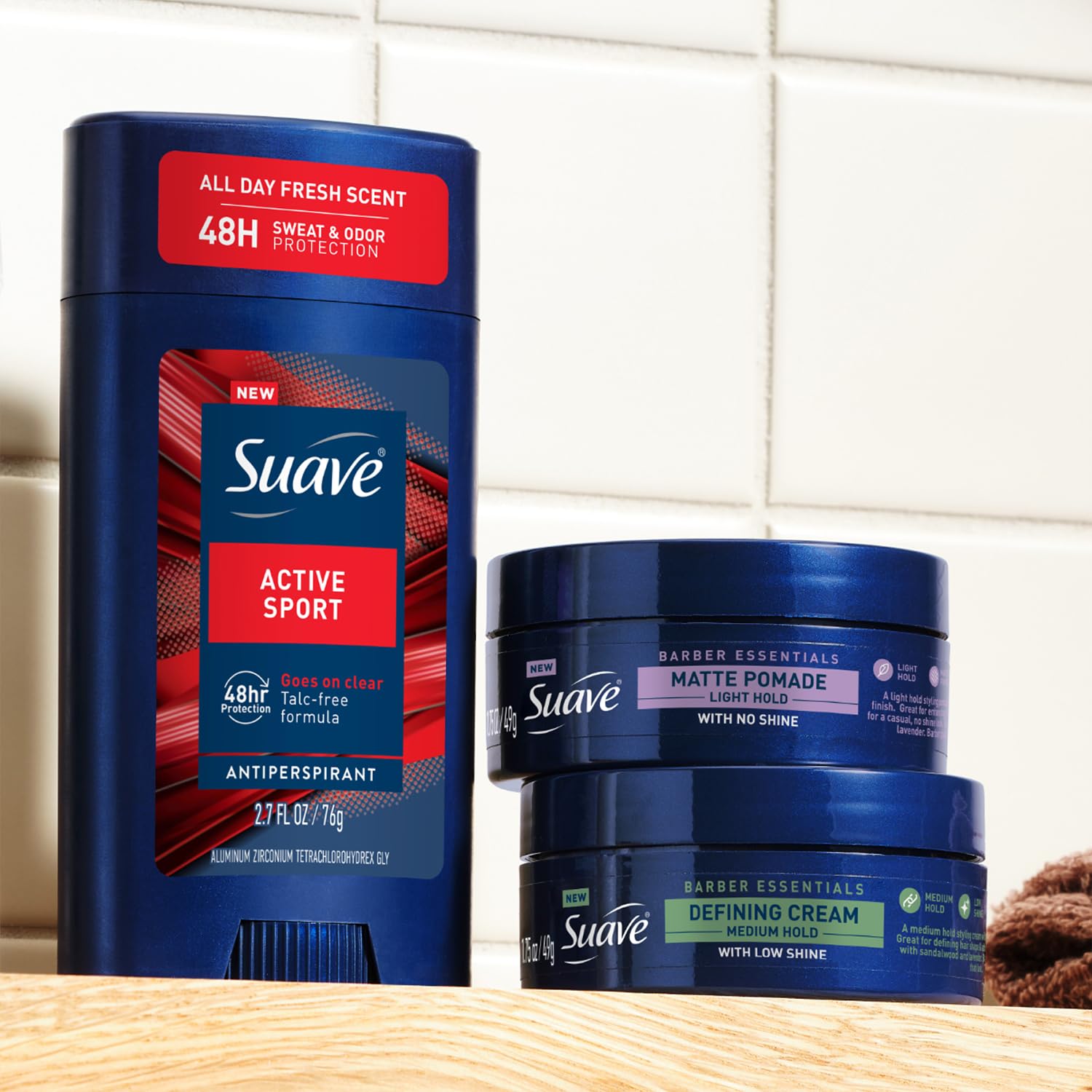 Lot double Suave Barber Essentials pratique pour l’usage quotidien.
