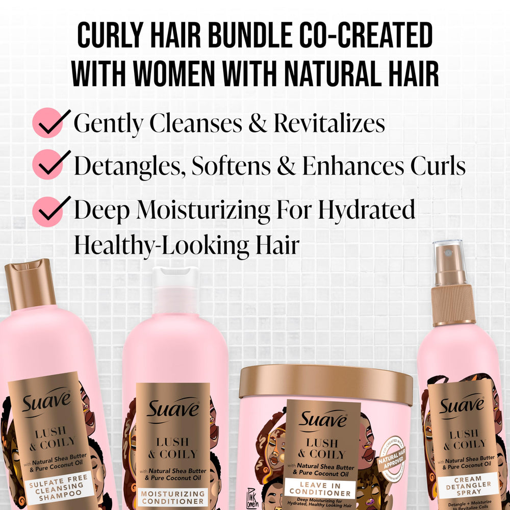 l'image évoque une formule sans parabènes, sans colorants et sans sulfates, adaptée aux cheveux texturés.