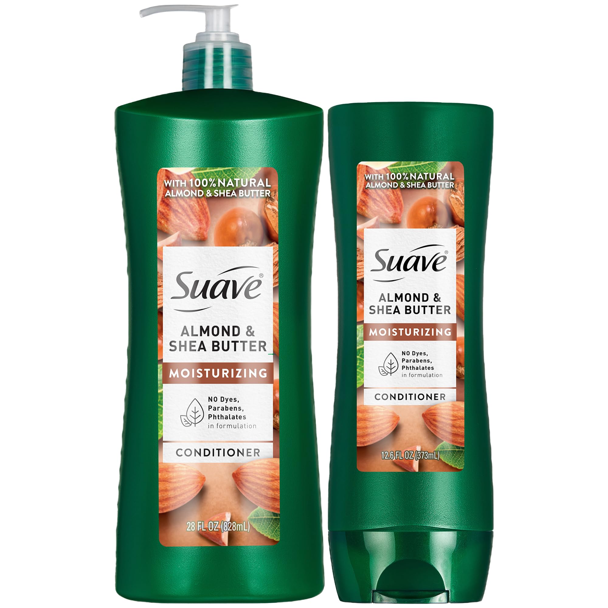 Conditionneur Suave au beurre d'amande et karité, bouteille 12,6 oz, hydratation pratique.