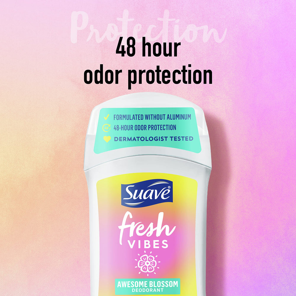 Déodorant sans aluminium Suave, formulation douce pour la peau.