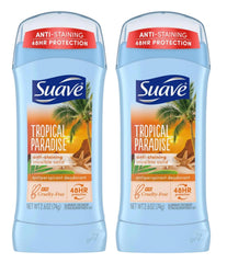 Déodorant Suave Tropic Paradise invisible en stick, protection discrète.