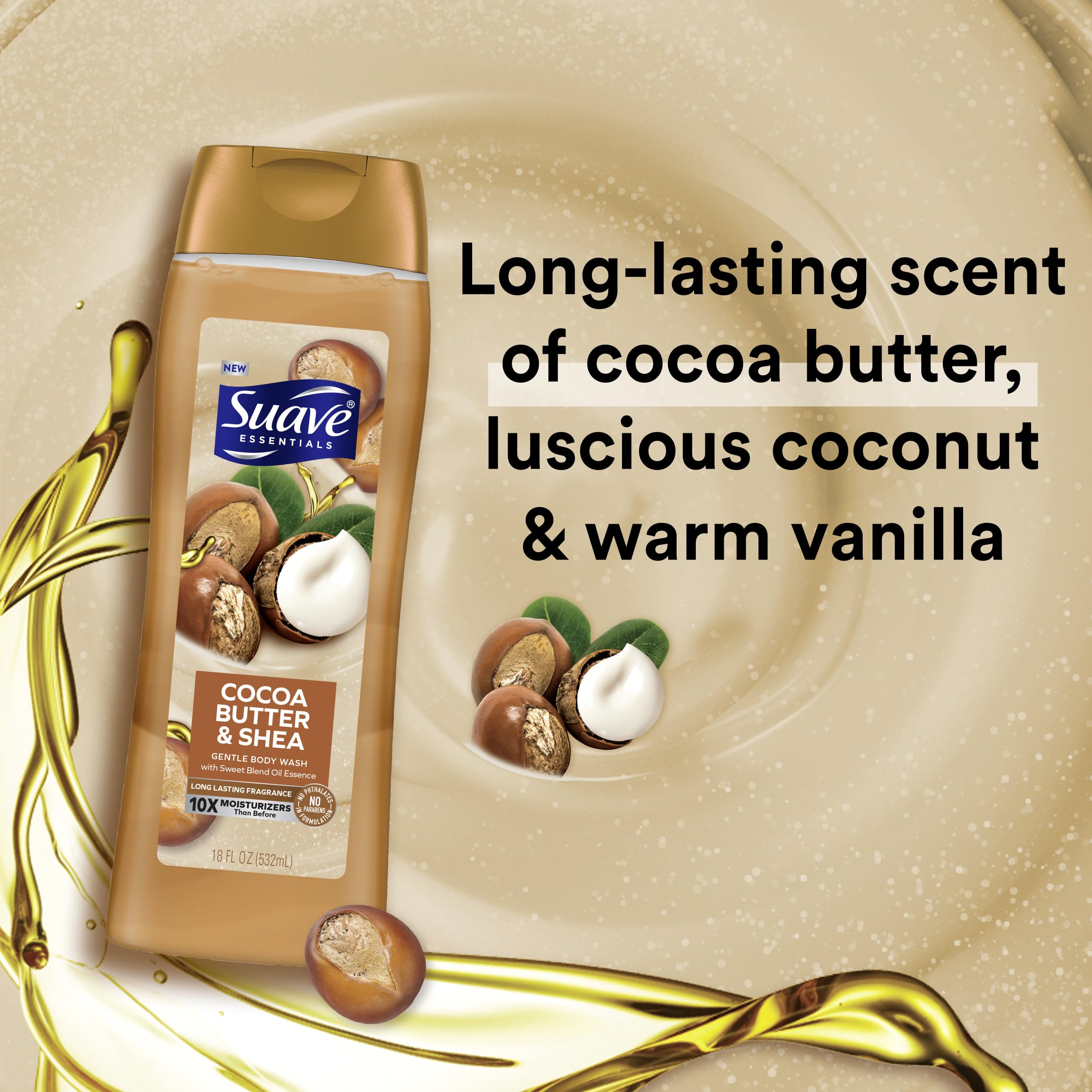 Suave Douche Crème Mousse Douceur — texture riche et mousse généreuse.