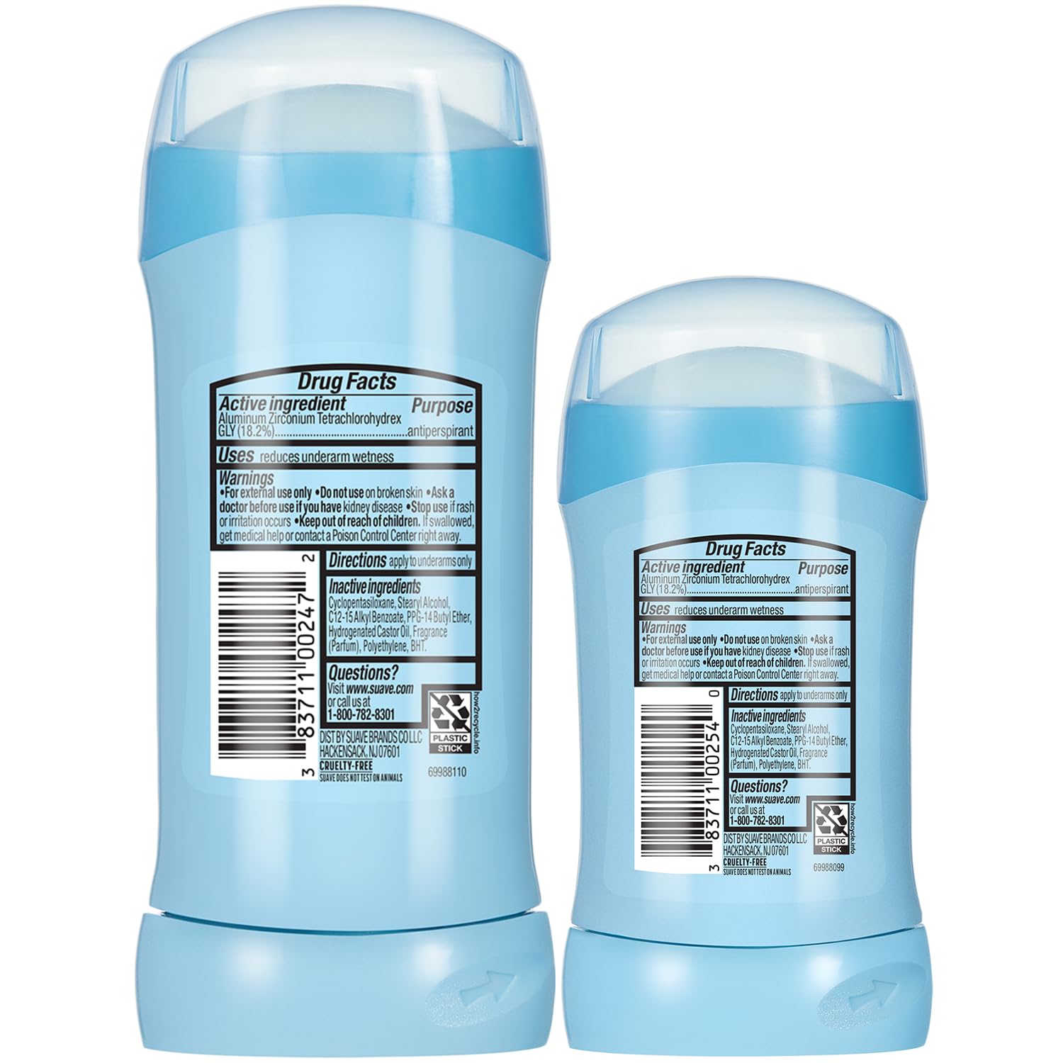 Format sans talc Suave et pratique à emporter au quotidien.