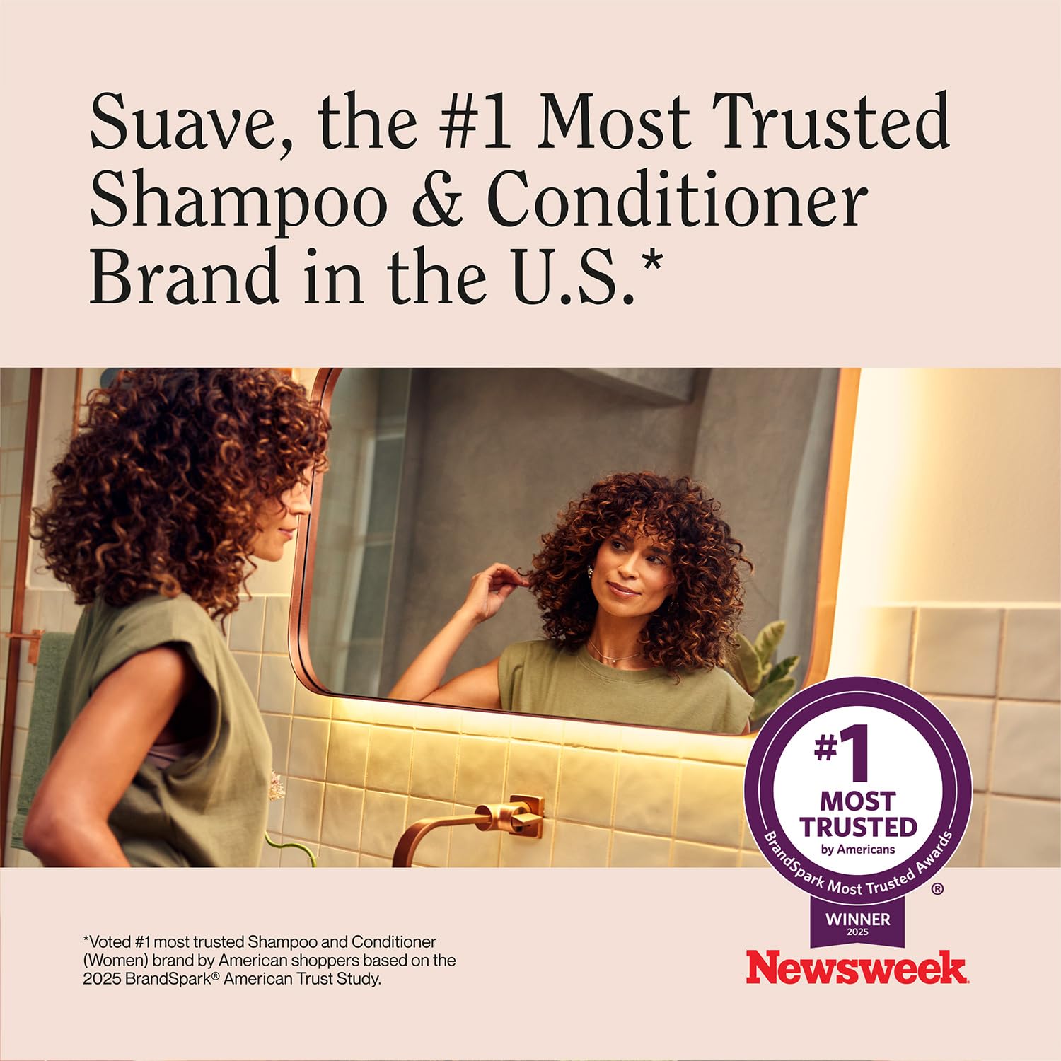 Formule sans sulfate de Suave, adaptée aux cheveux colorés.