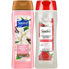 Suave Gel Douche, bouteille vanille douce, hydratation légère après chaque douche.