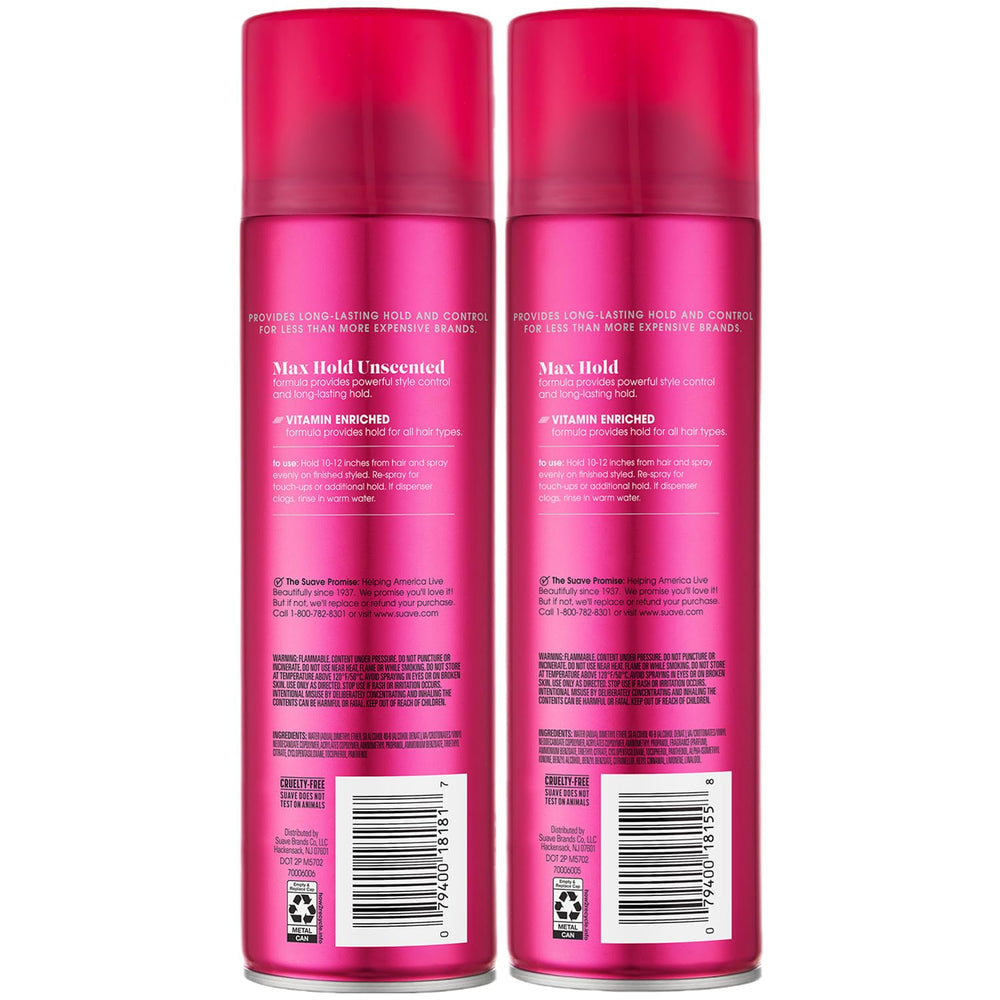 Hair held in place by Suave Max Hold spray on final look.