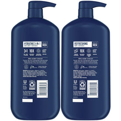 Deux bouteilles hydratantes 3-en-1 de Suave Homme, parfum Cèdre et Mandarine.