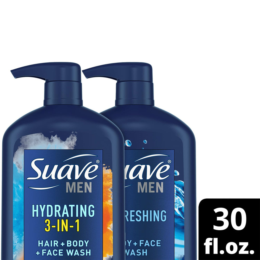 Gel douche rafraîchissant pour visage et corps, Suave Homme, parfum Citrus et Musc.
