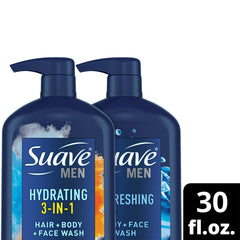 Gel douche rafraîchissant pour visage et corps, Suave Homme, parfum Citrus et Musc.