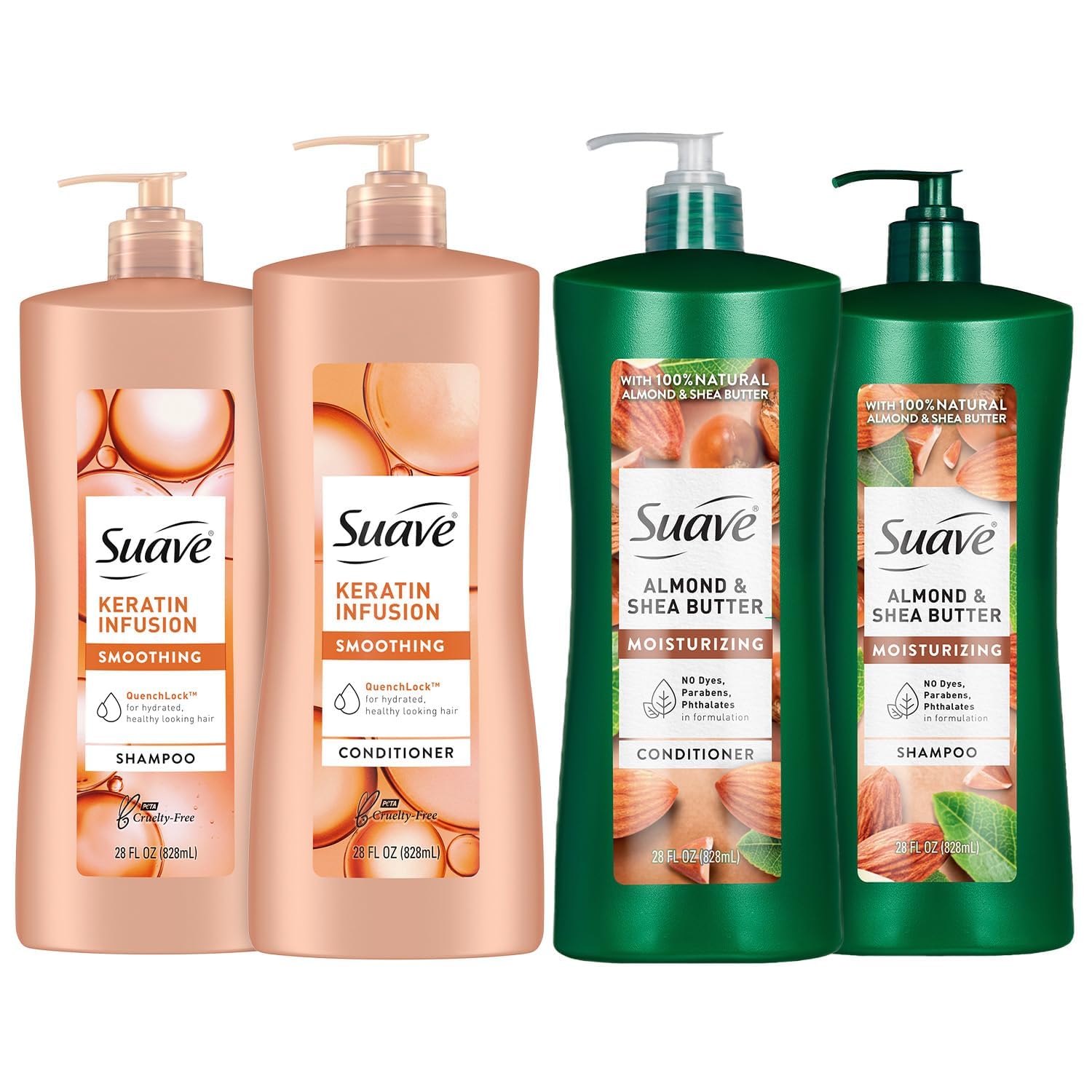 Shampoing Keratin Infusion Suave en bouteille pour cheveux plus lisses et faciles à coiffer.