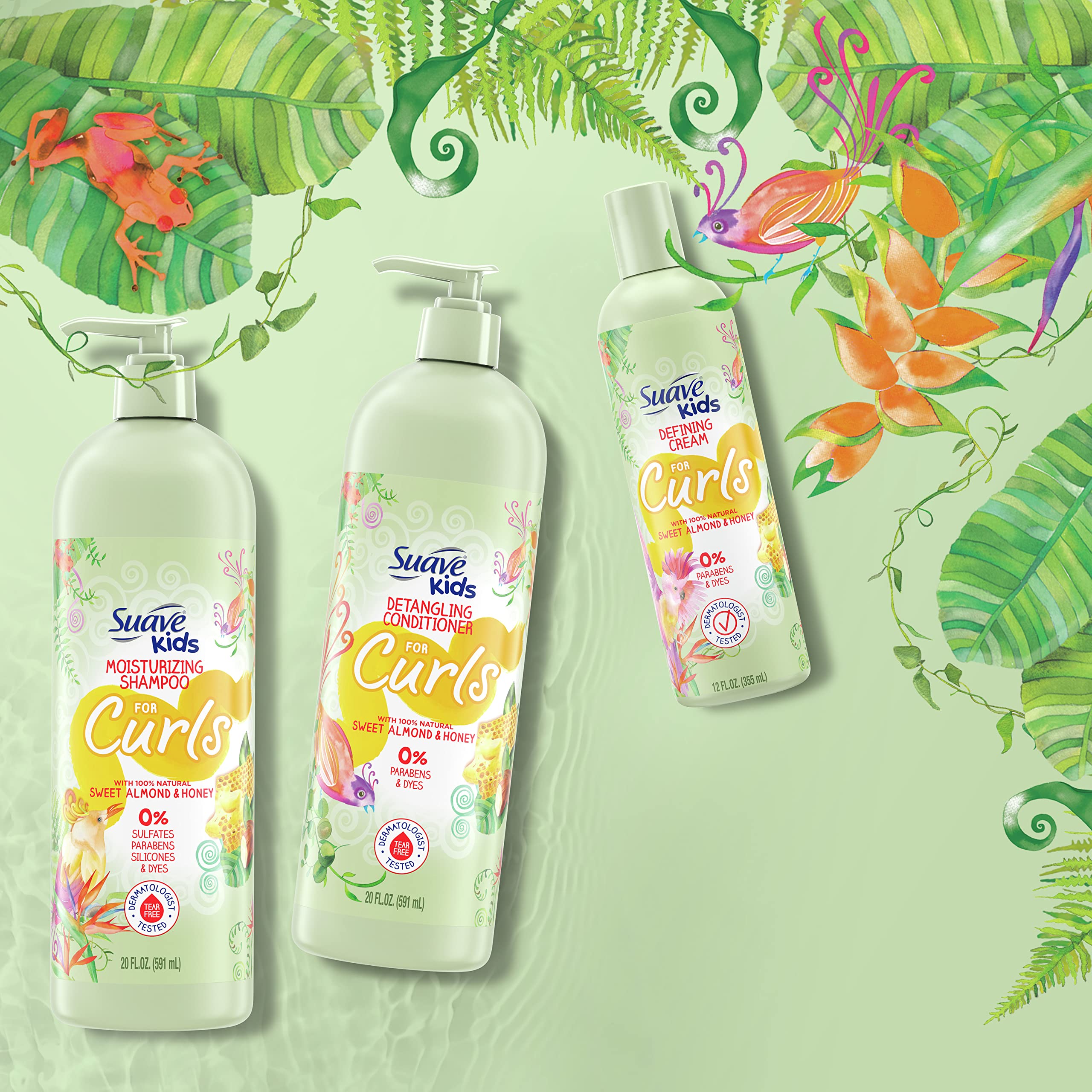 Shampoo Suave Kids Naturals contient amande miel pour nourrir les boucles.