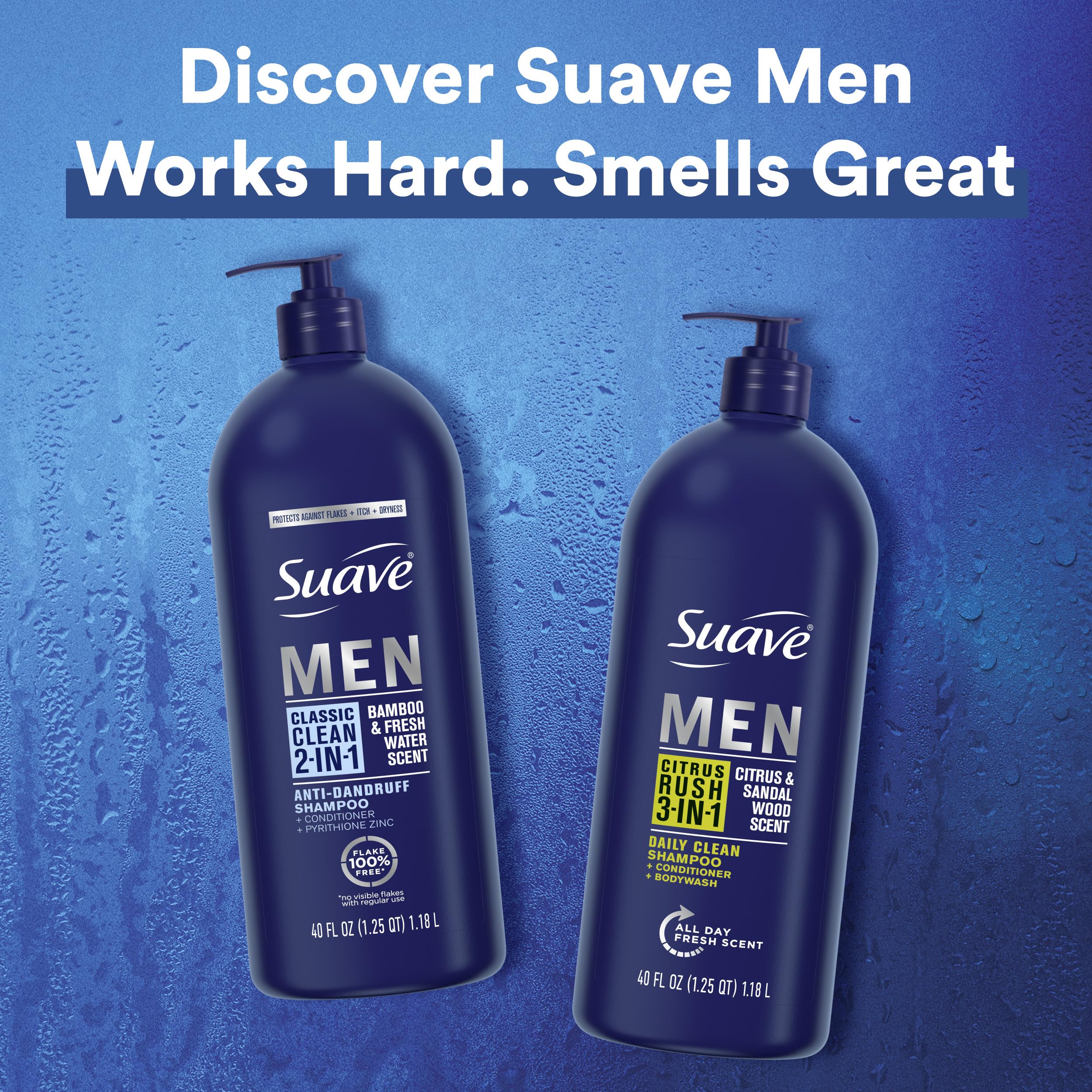 Flacon d application quotidienne Suave Men pour cheveux propres