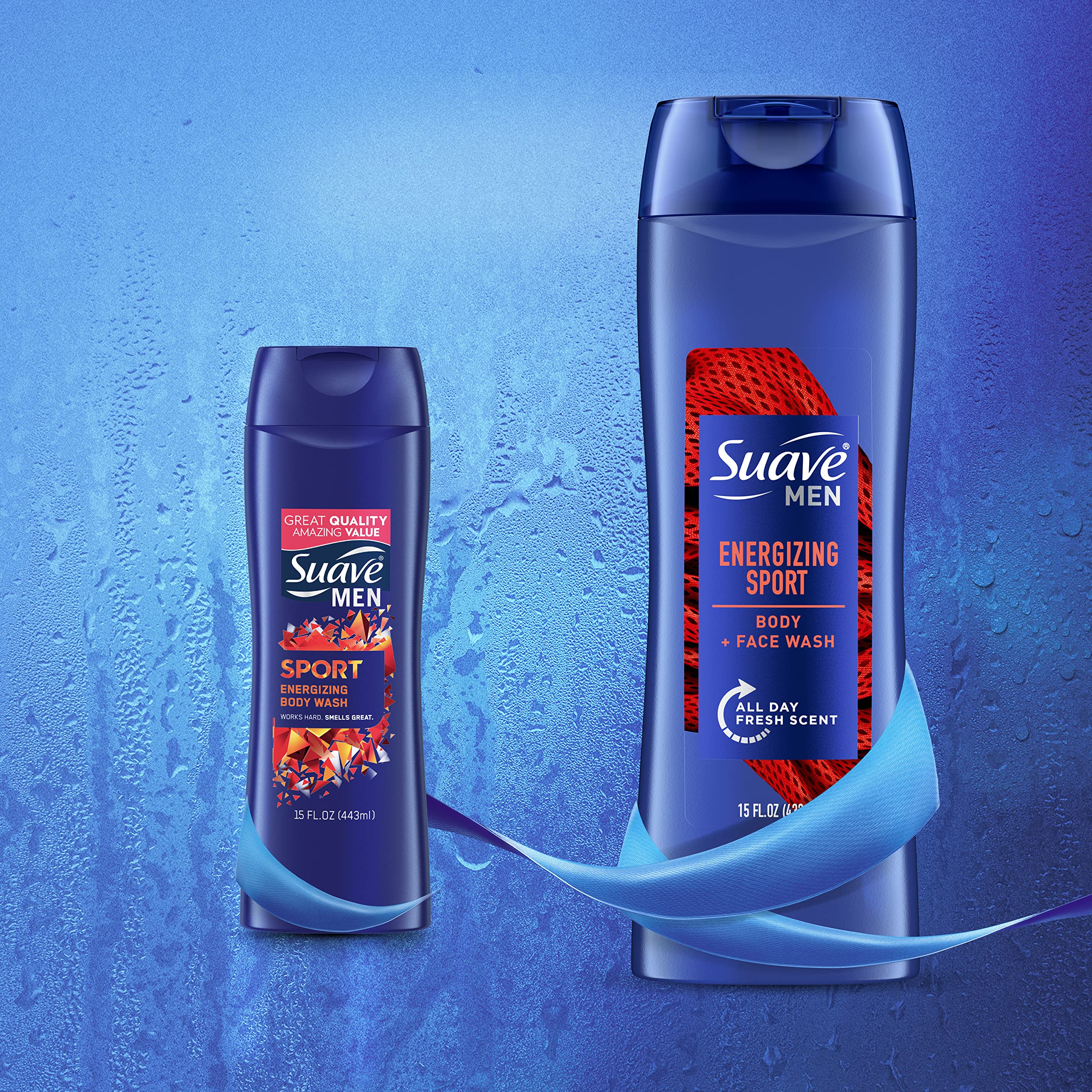 Peau douce après lavage grâce au gel douche Suave Men