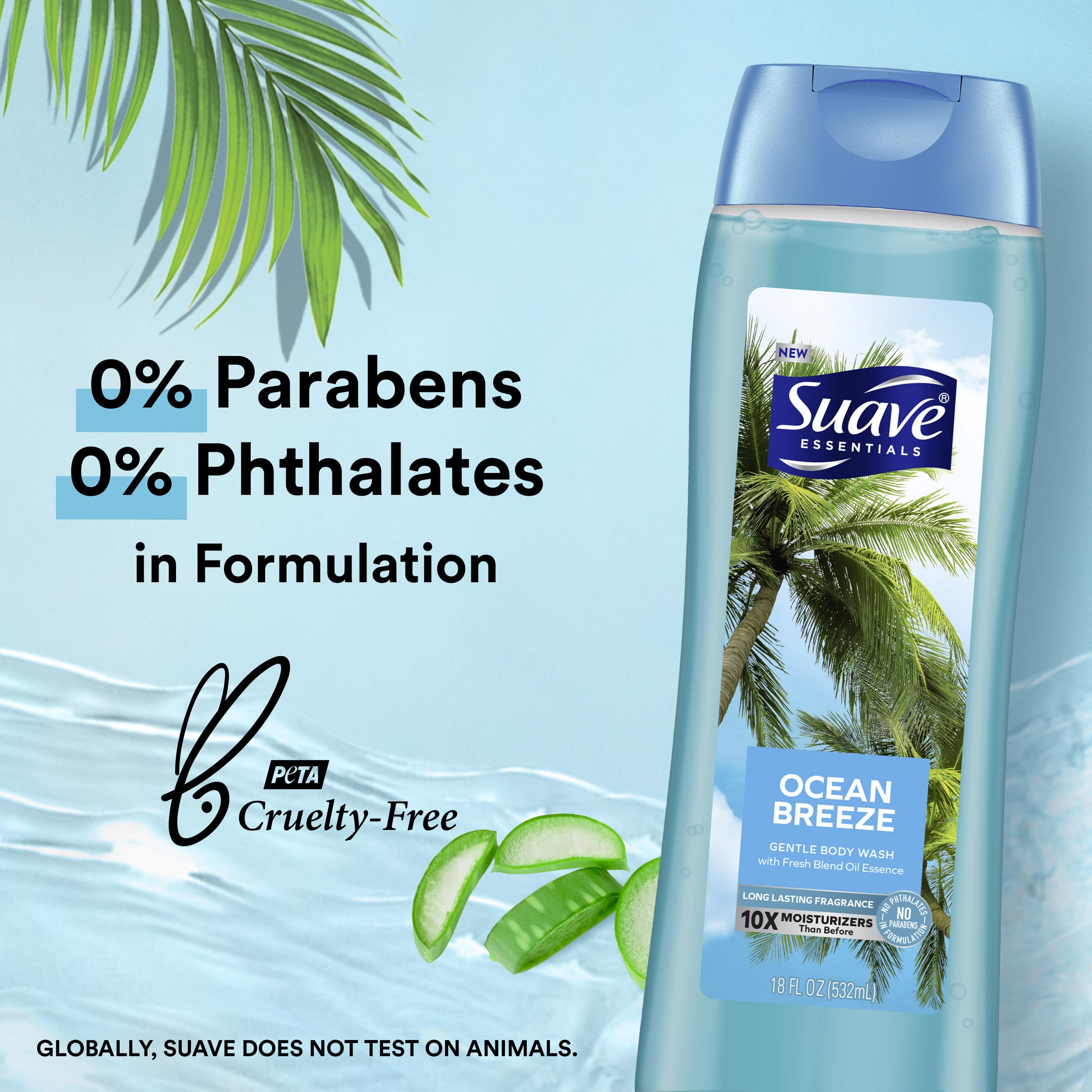 Shampooing Suave Ocean Breeze – cheveux propres et revitalisés.