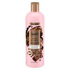 Bouteille Suave Professionnels montrant beurre de karité et huile de coco pour boucles hydratées.