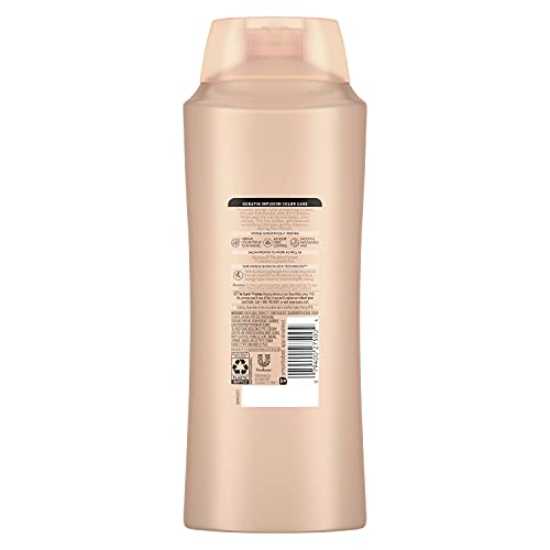 Shampooing kératine infusion, bouteille, apporte brillance grâce à la kératine.