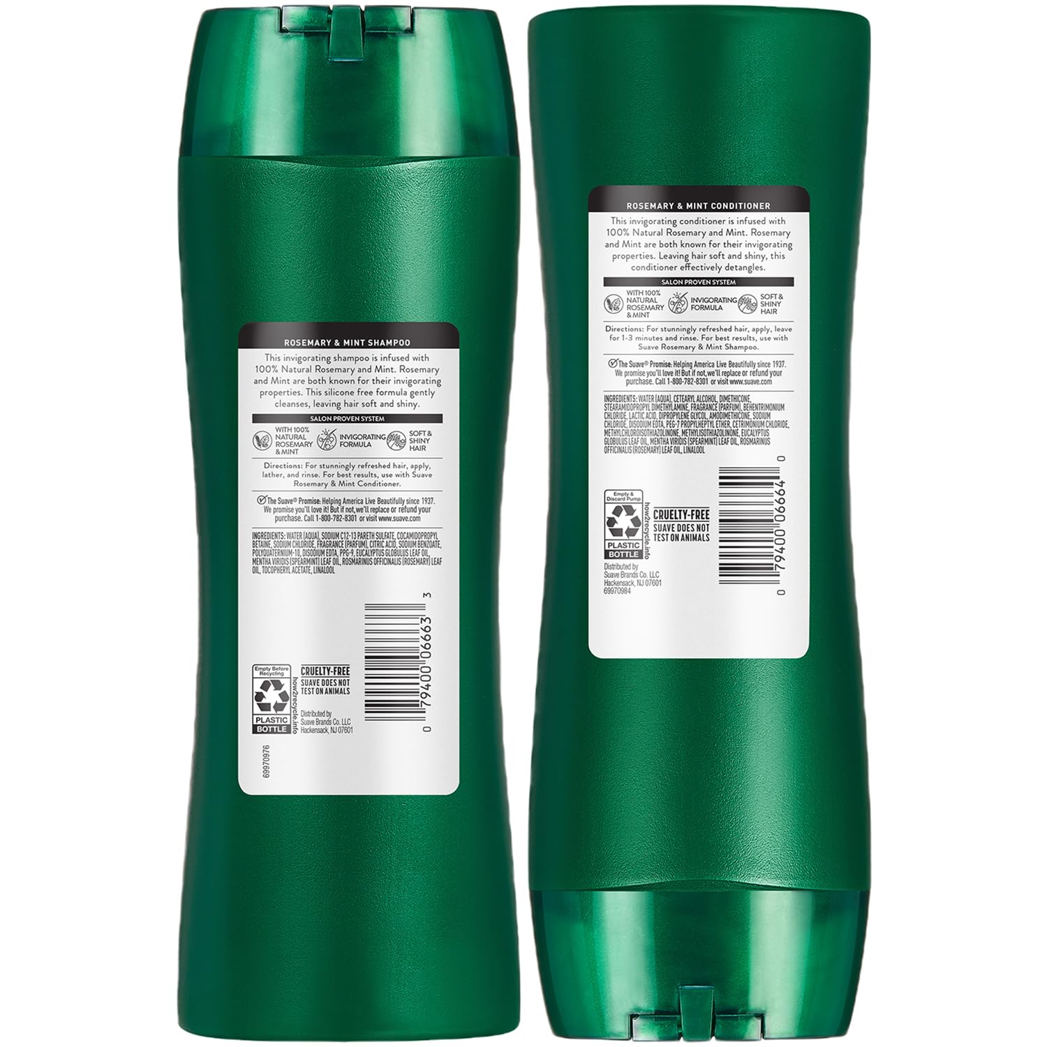 Logo Suave Rosemary & Mint: duo parfumé et stimulant pour une routine agréable.