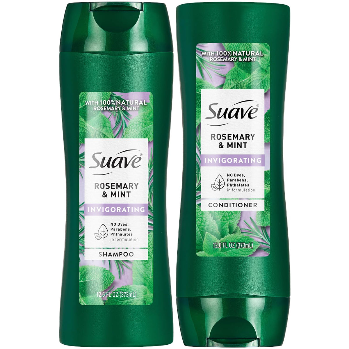 Shampoo Suave Rosemary & Mint, bouteille fraîche qui nettoie en douceur et revitalise.