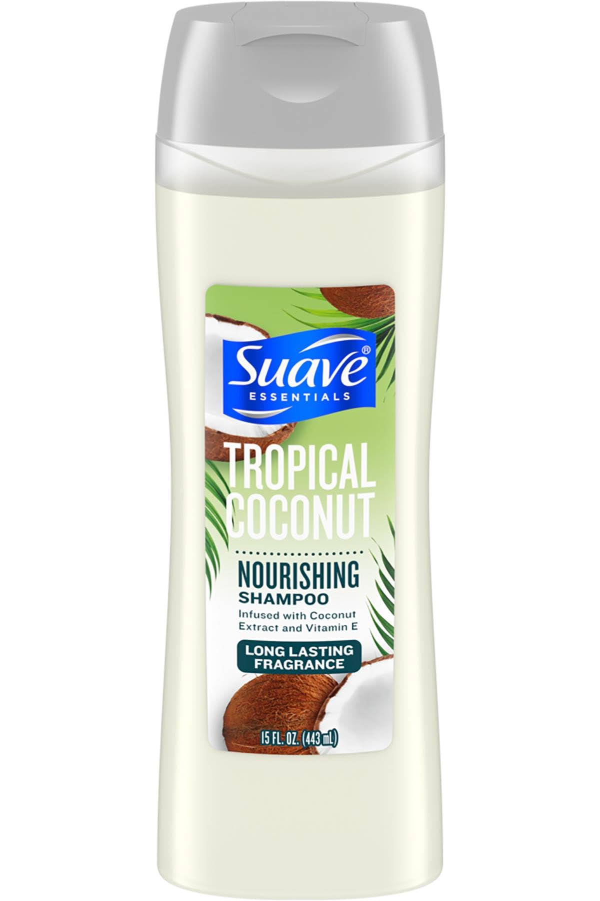 Shampoing Coco Tropical Suave, bouteille 6-pack, procure fraîcheur et hydratation légère.