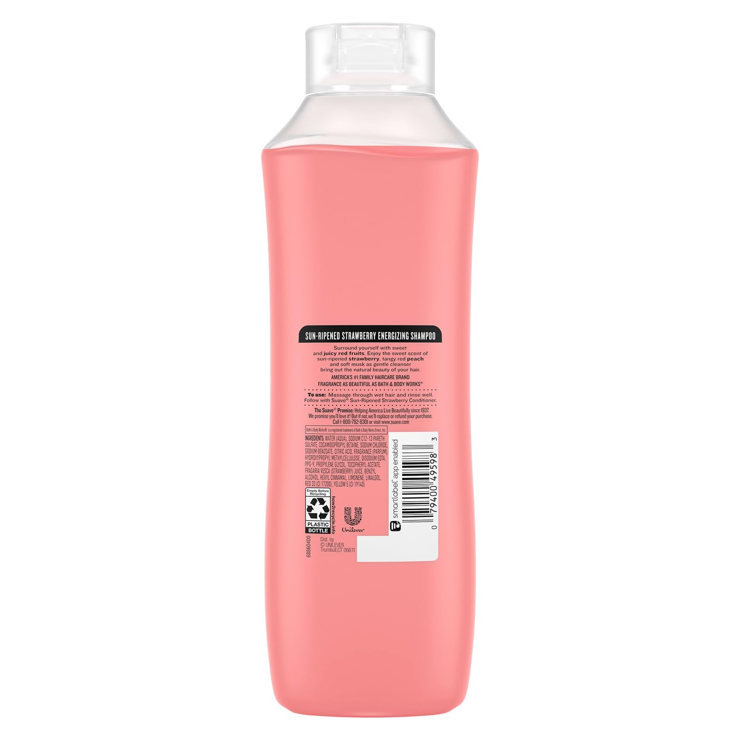 Suave Fraise Soleil – étiquette sans cruauté, parfum fruité durable après chaque douche.