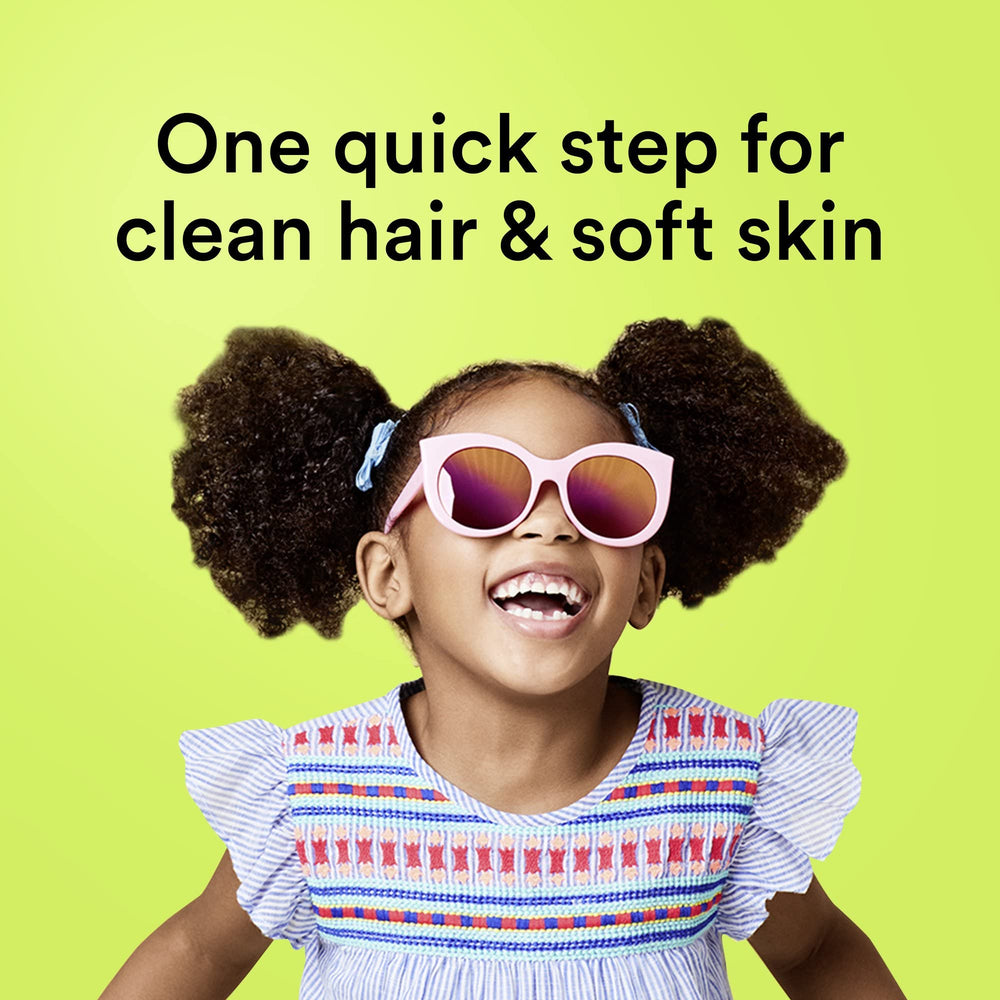Family bathroom scene featuring Suave Silly Apple 3-in-1 product for simplified cleansing.